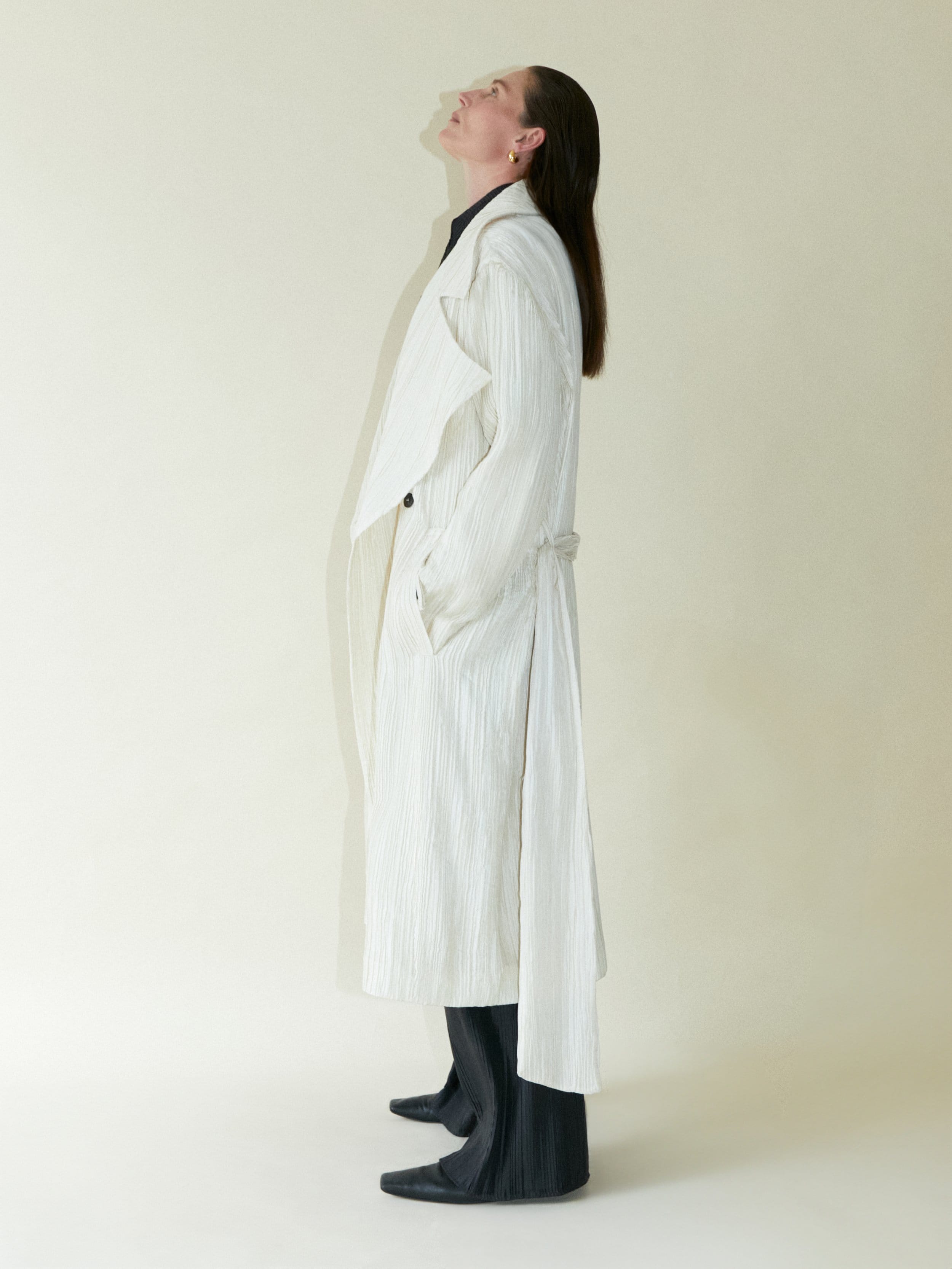 Tree Bark Unisex Trench Coat - Champagne made by CAHAYA STUDIOS