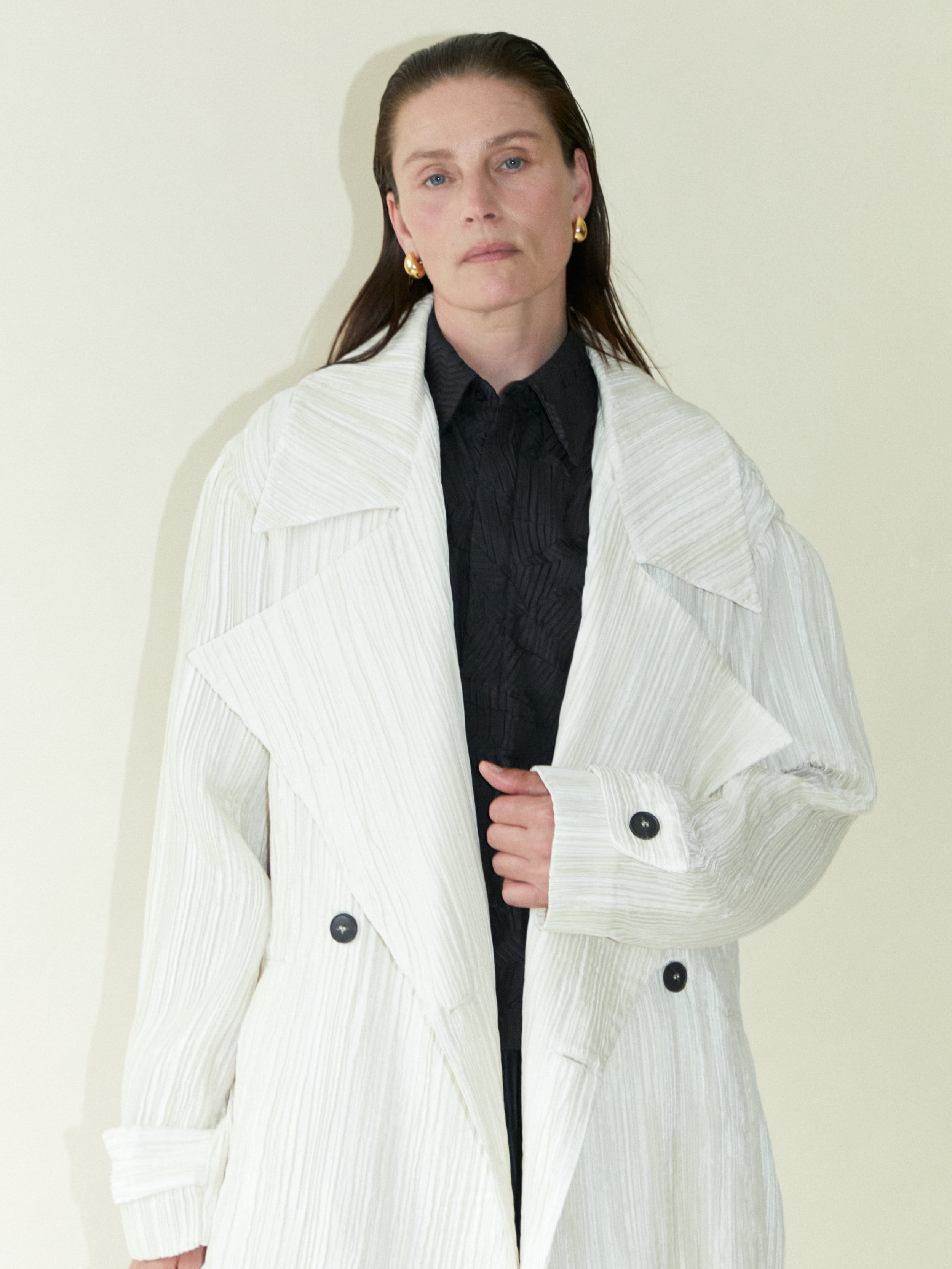 Tree Bark Unisex Trench Coat - Champagne made by CAHAYA STUDIOS