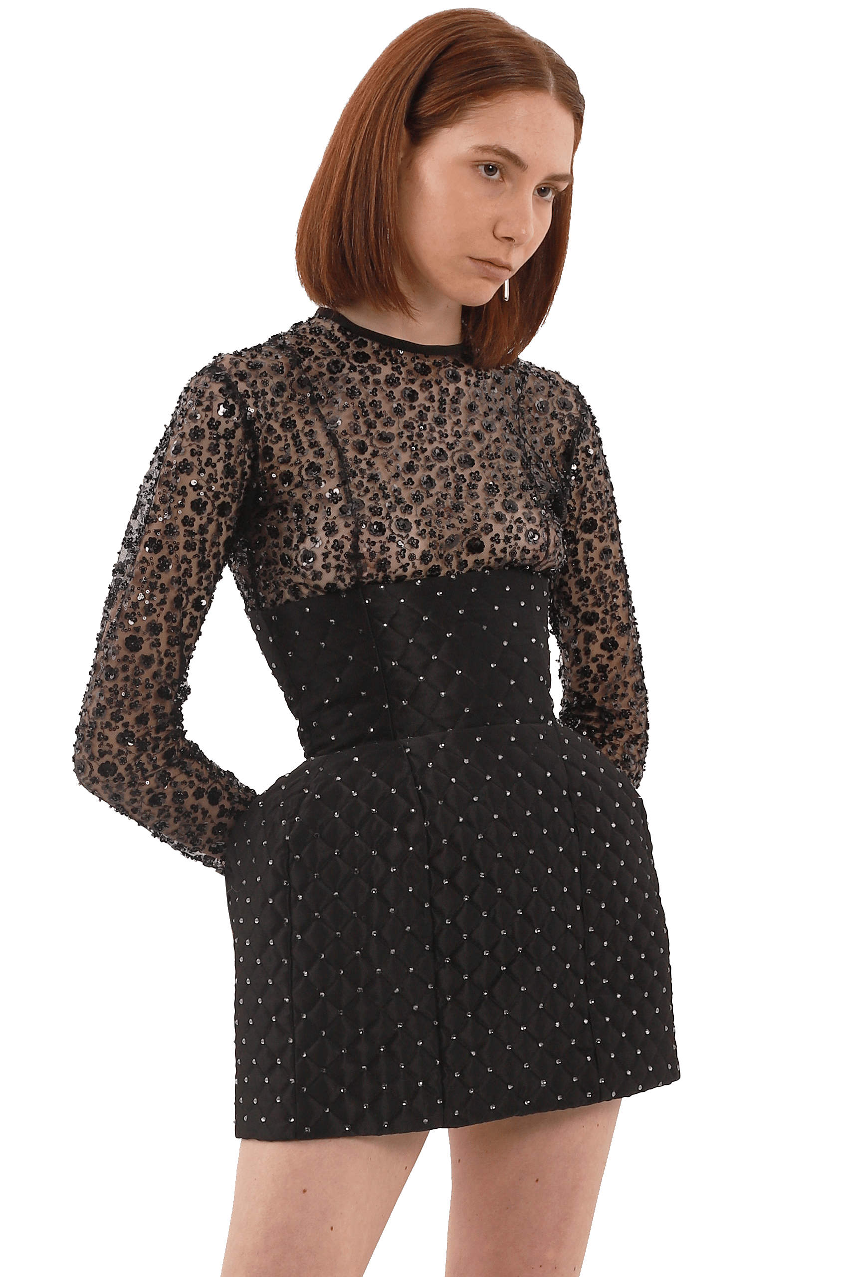 Black sequin embroidered top made by Compte Spain