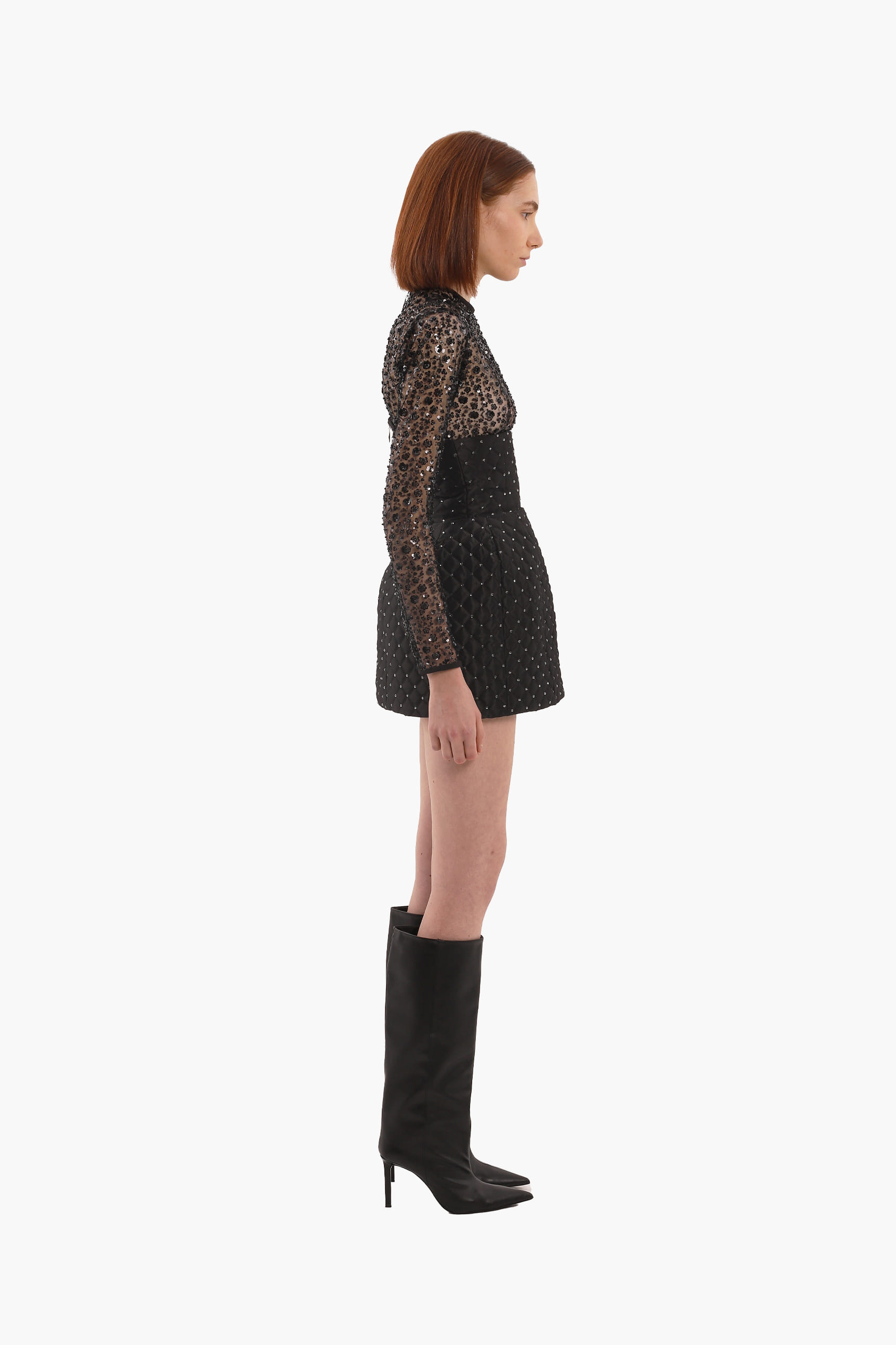 Black sequin embroidered top made by Compte Spain