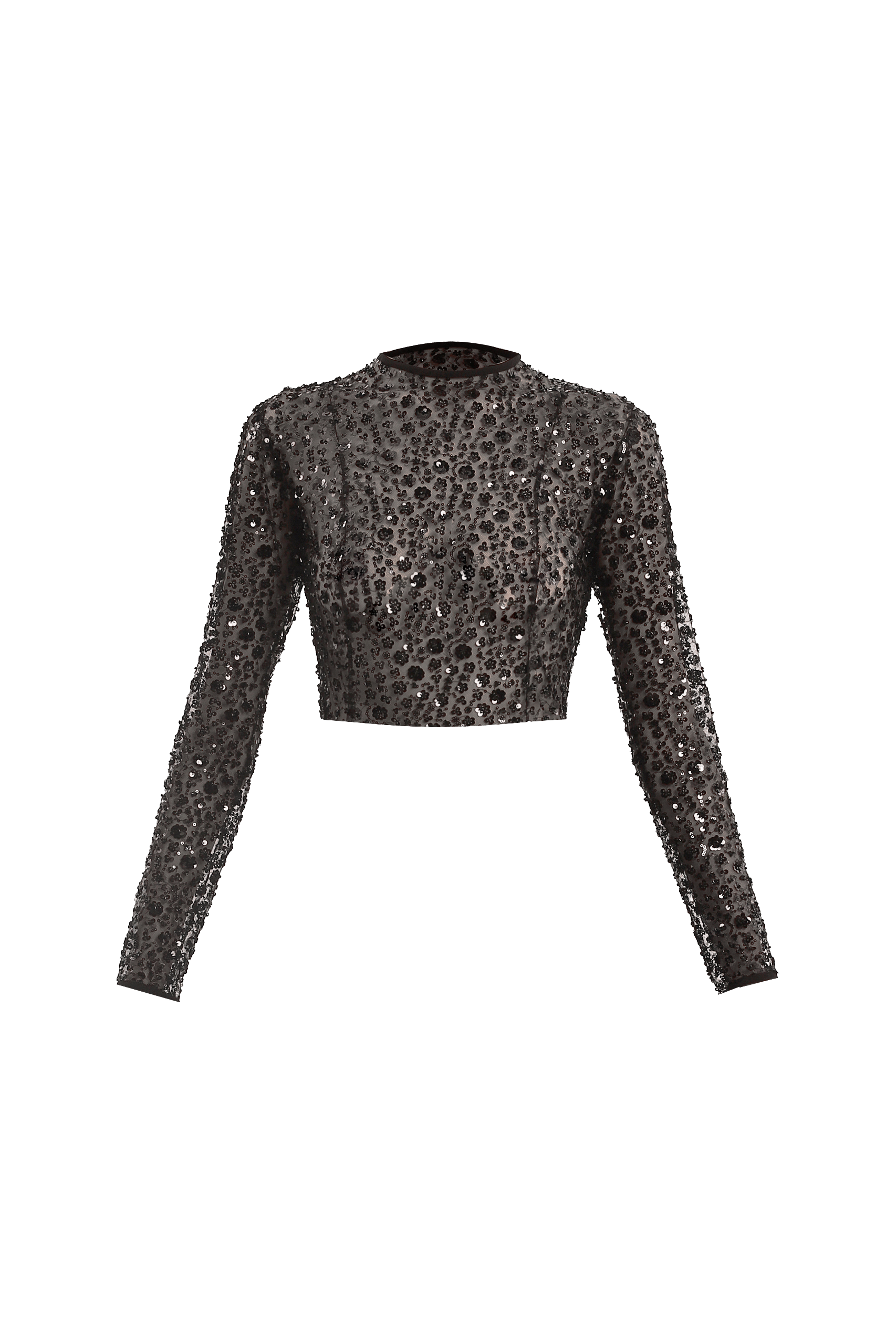 Black sequin embroidered top made by Compte Spain