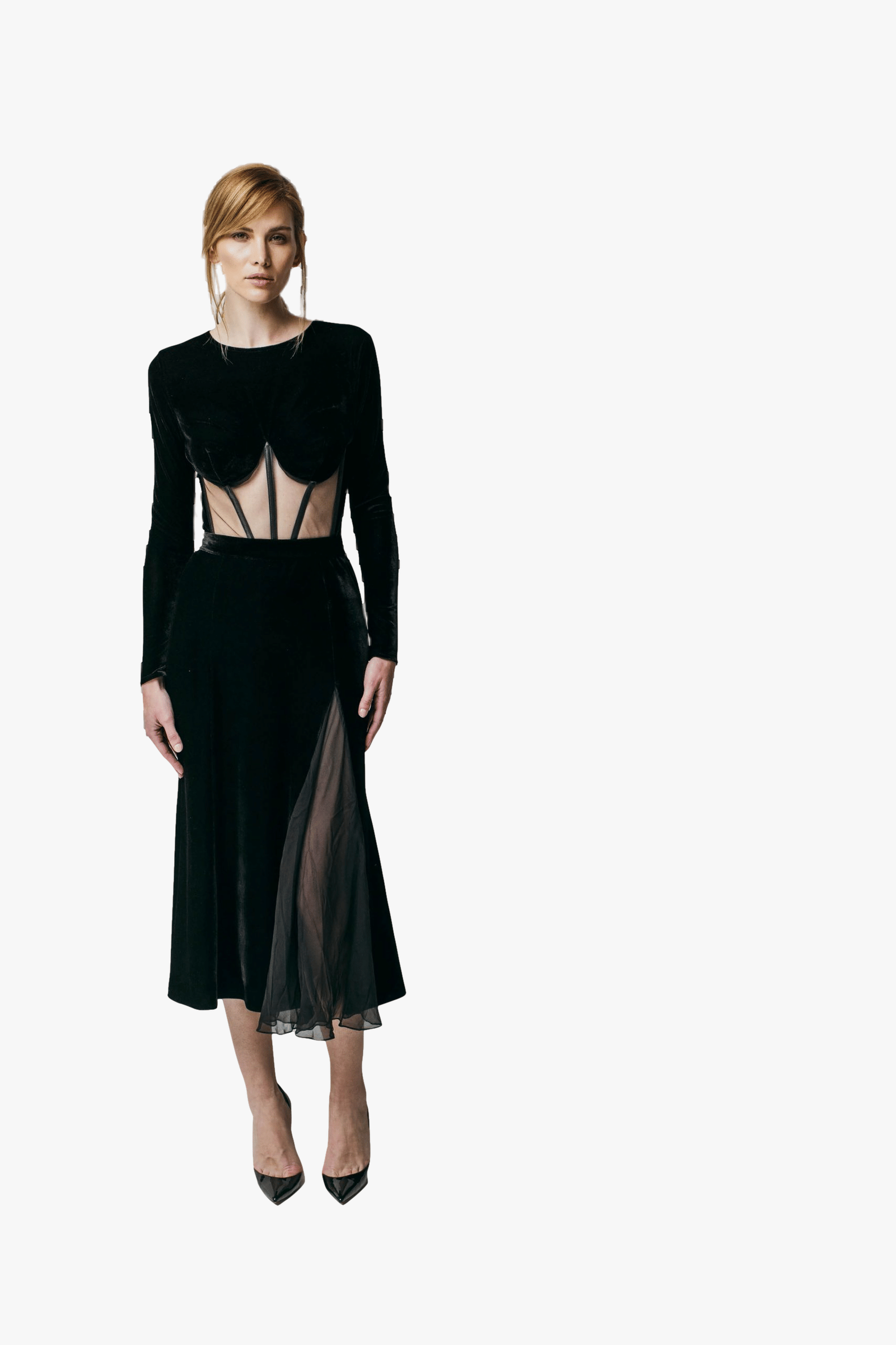 Velvet Chiffon Midi Skirt made by Aureliana