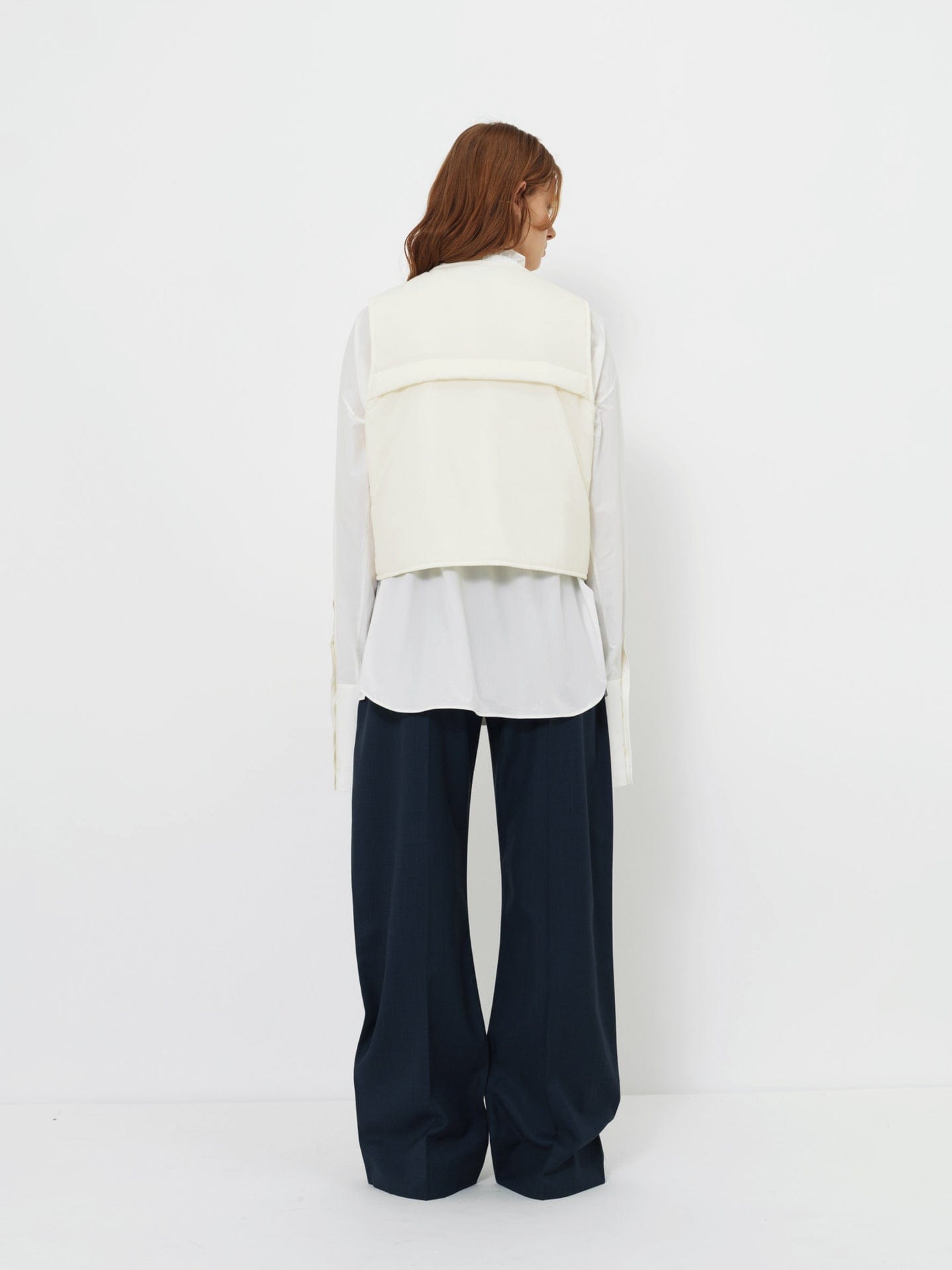 RUCHED COLLAR SHORT SHIRT made by YIBRI