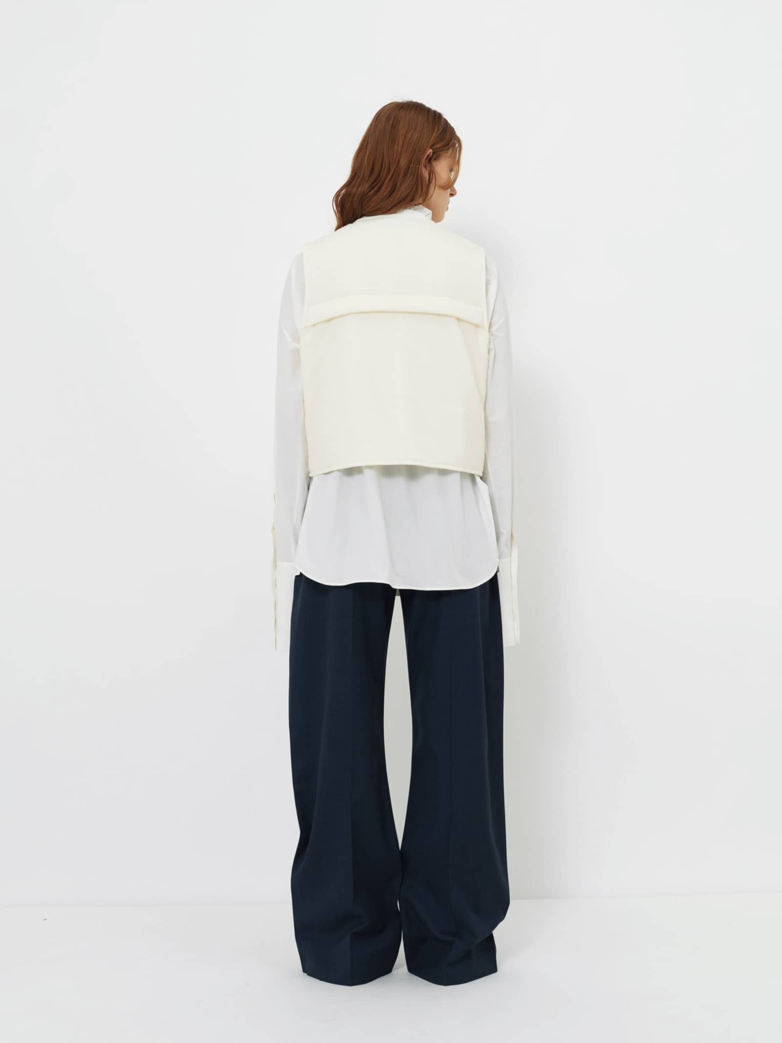 RUCHED COLLAR SHORT SHIRT made by YIBRI