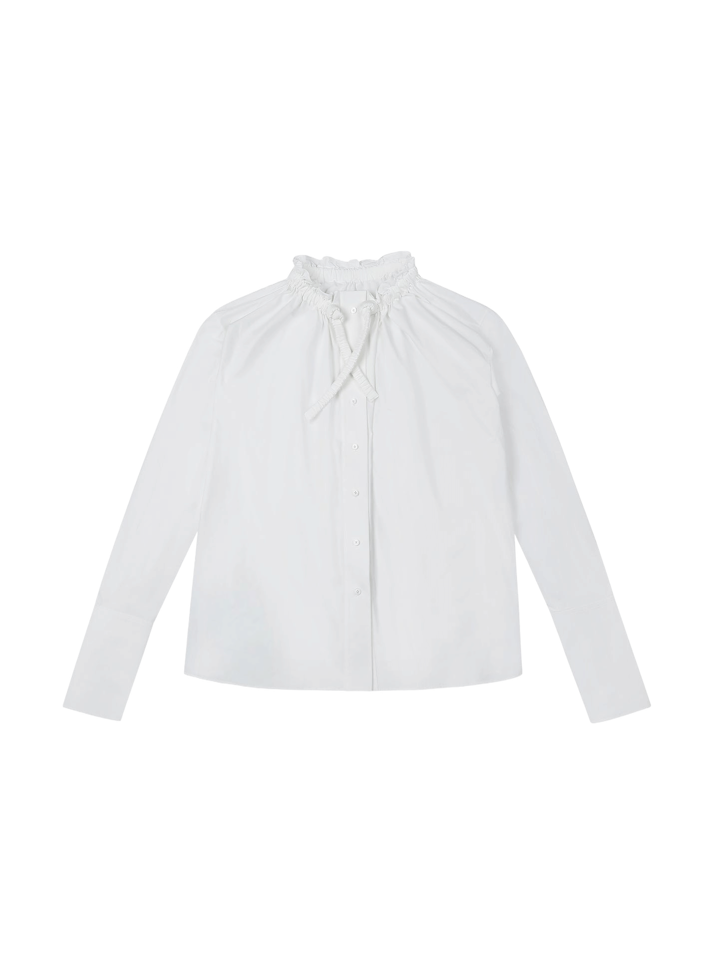 RUCHED COLLAR SHORT SHIRT made by YIBRI