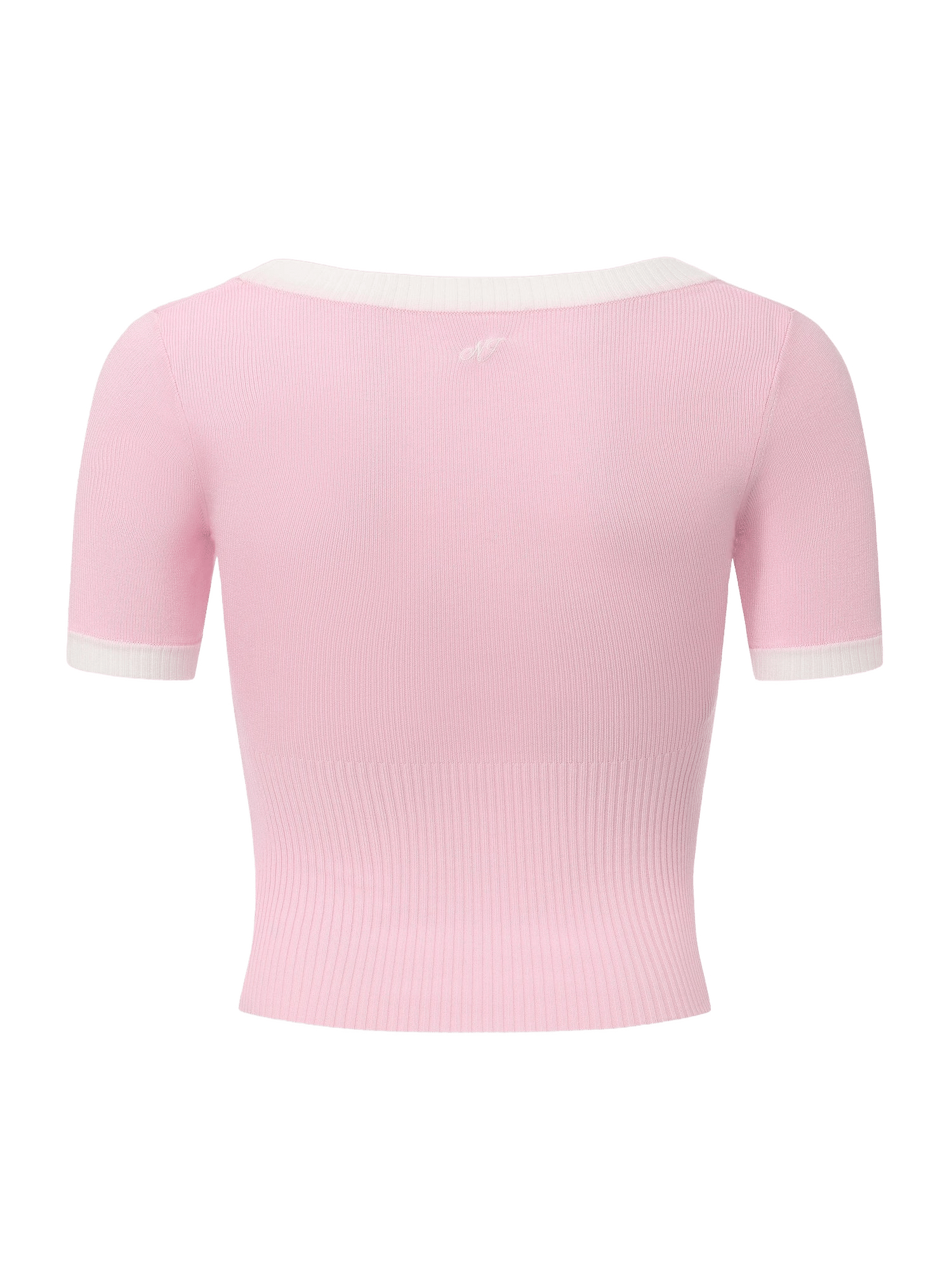 Millie Contrast-Trim Pink Knit Top made by Nana Jacqueline