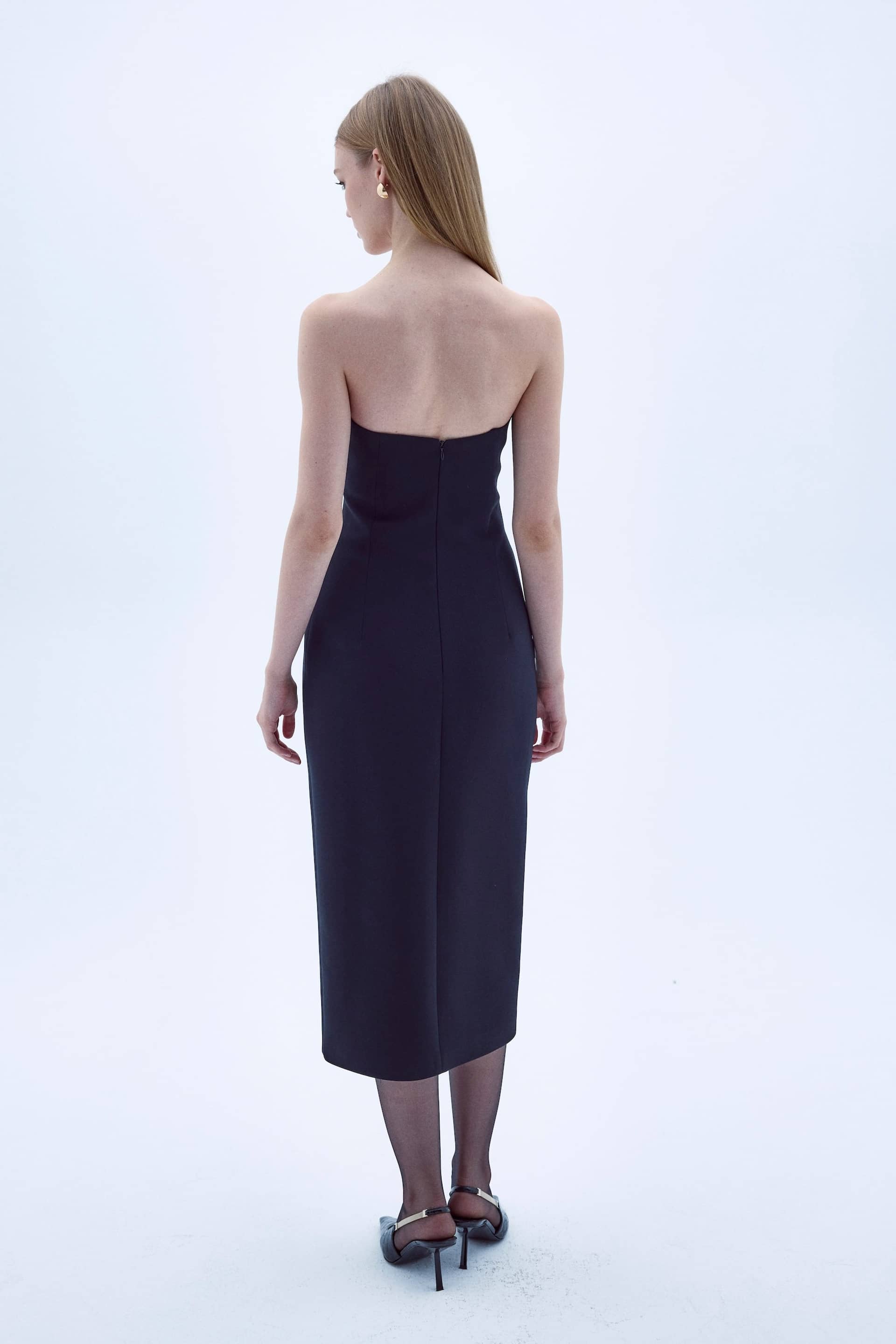 Miora Crepe Midi Dress in Black made by Nazli Ceren