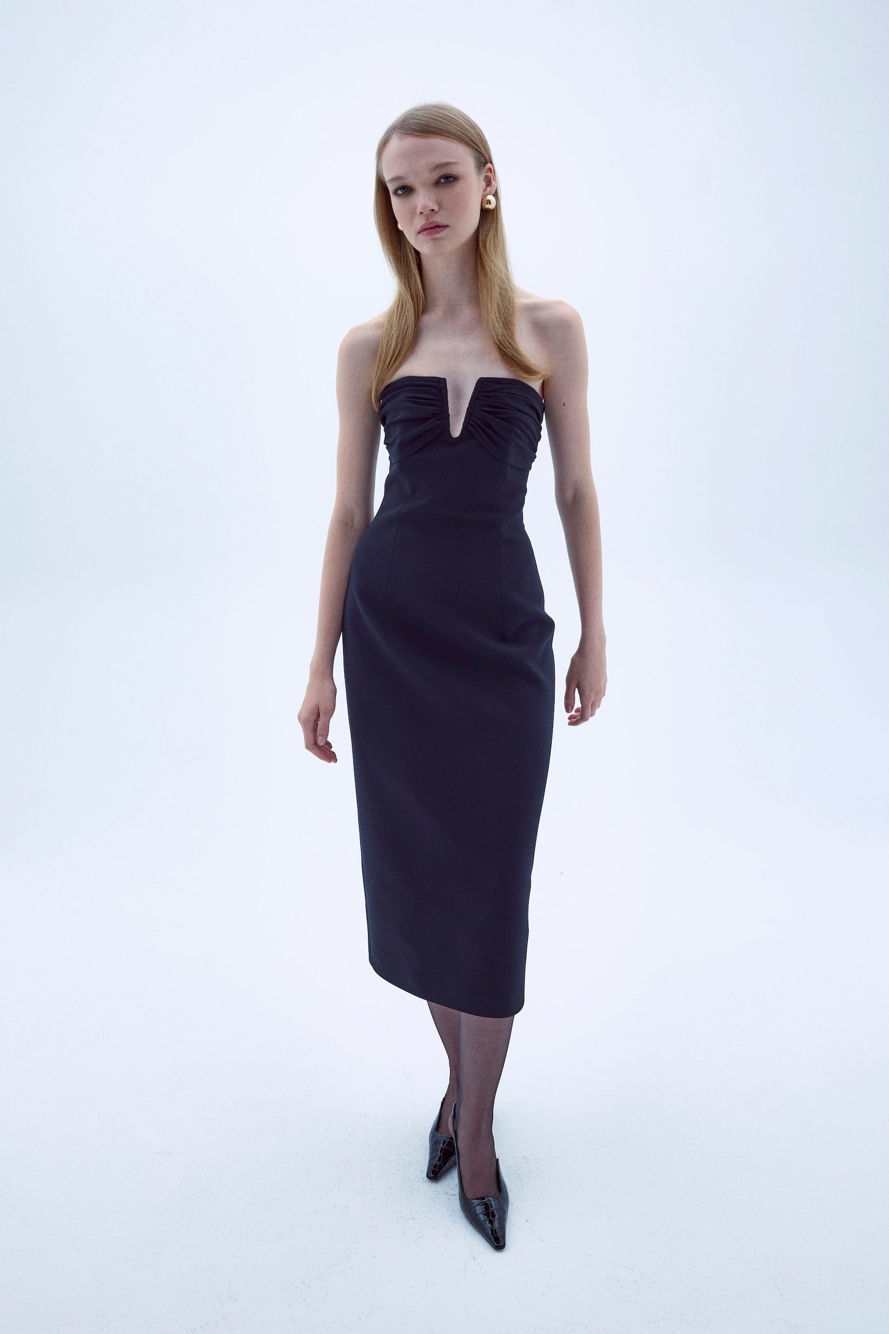 Miora Crepe Midi Dress in Black made by Nazli Ceren