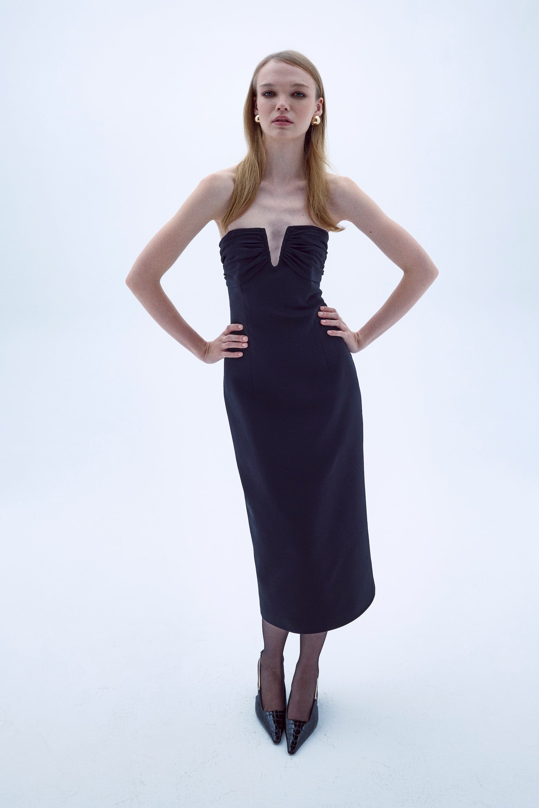Miora Crepe Midi Dress in Black made by Nazli Ceren