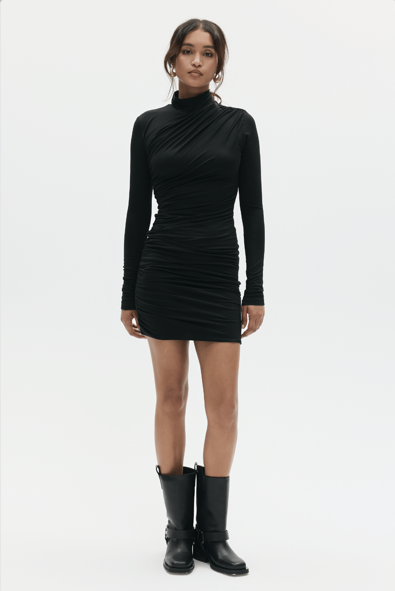 BLACK TURTLENECK DRESS made by BENU Studio
