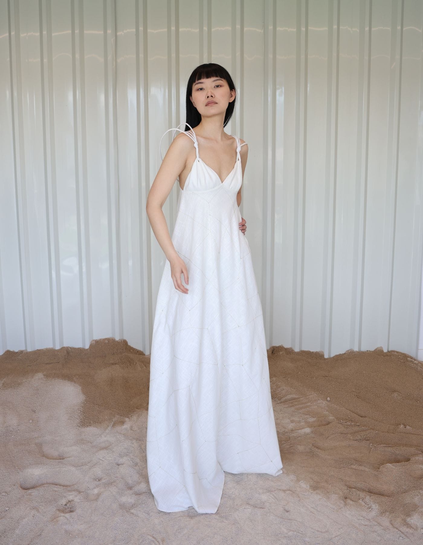 EYAN White Linen Maxi Dress made by MAET