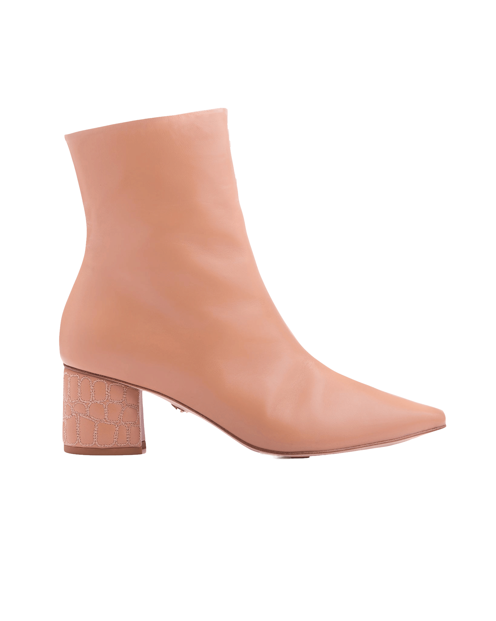 Croc Heel Boot 55 Tan Leather in Beige made by ATANA