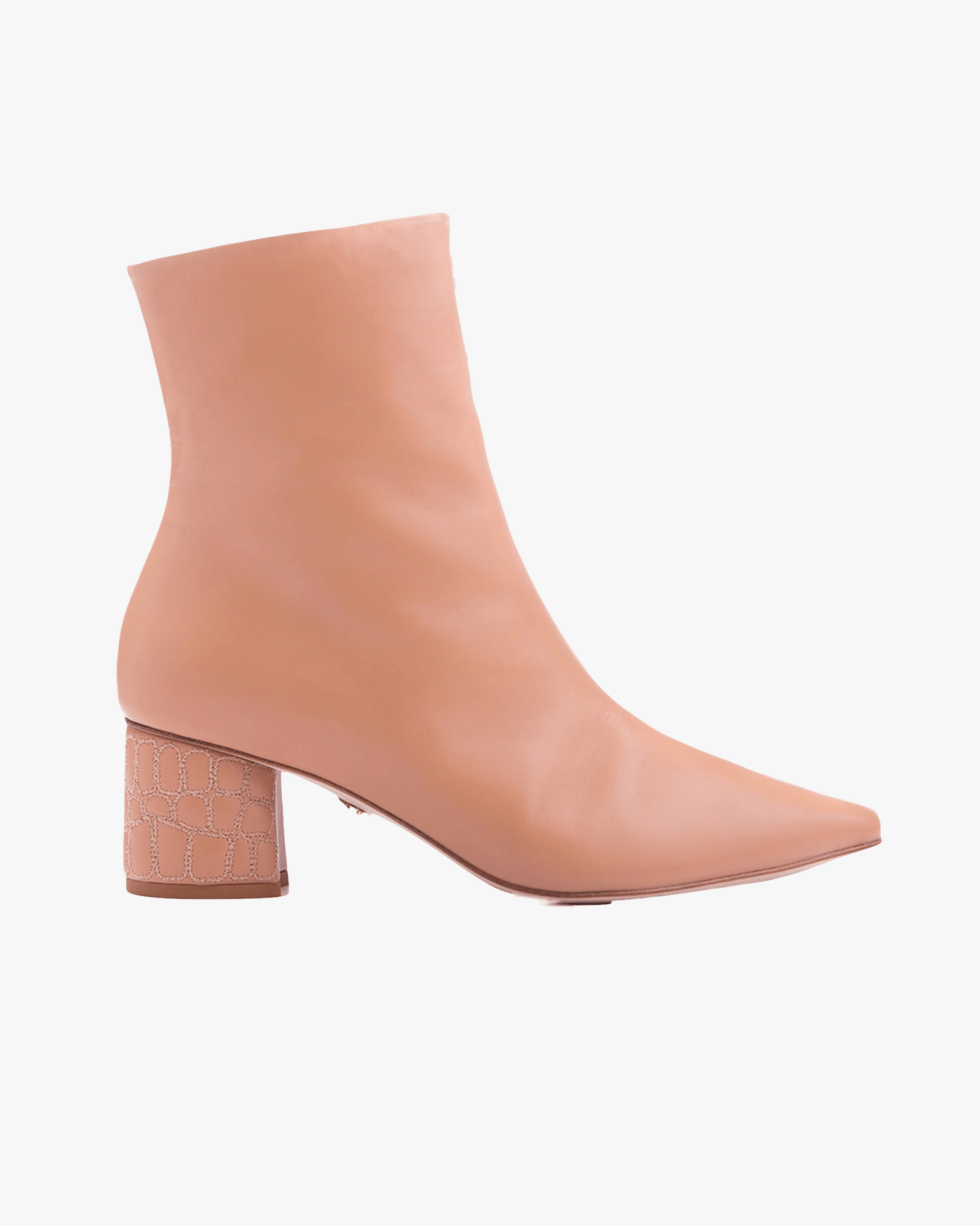 Croc Heel Boot 55 Tan Leather in Beige made by ATANA