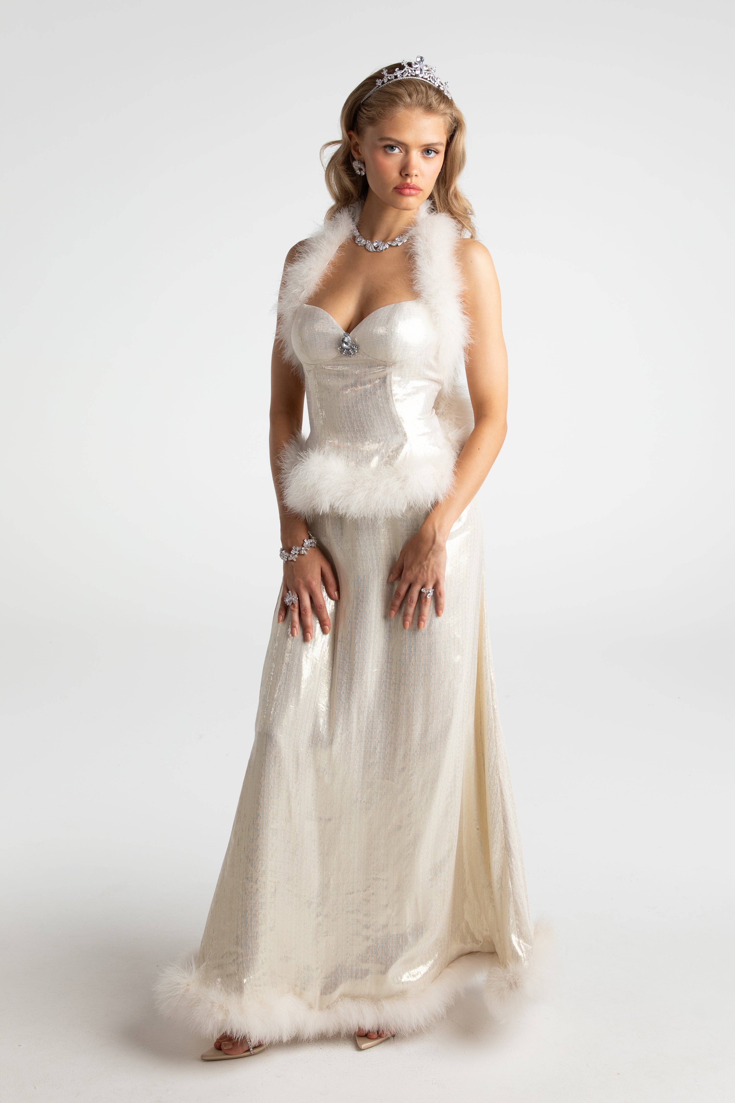 Christina Velvet Skirt  (White) made by Nana Jacqueline