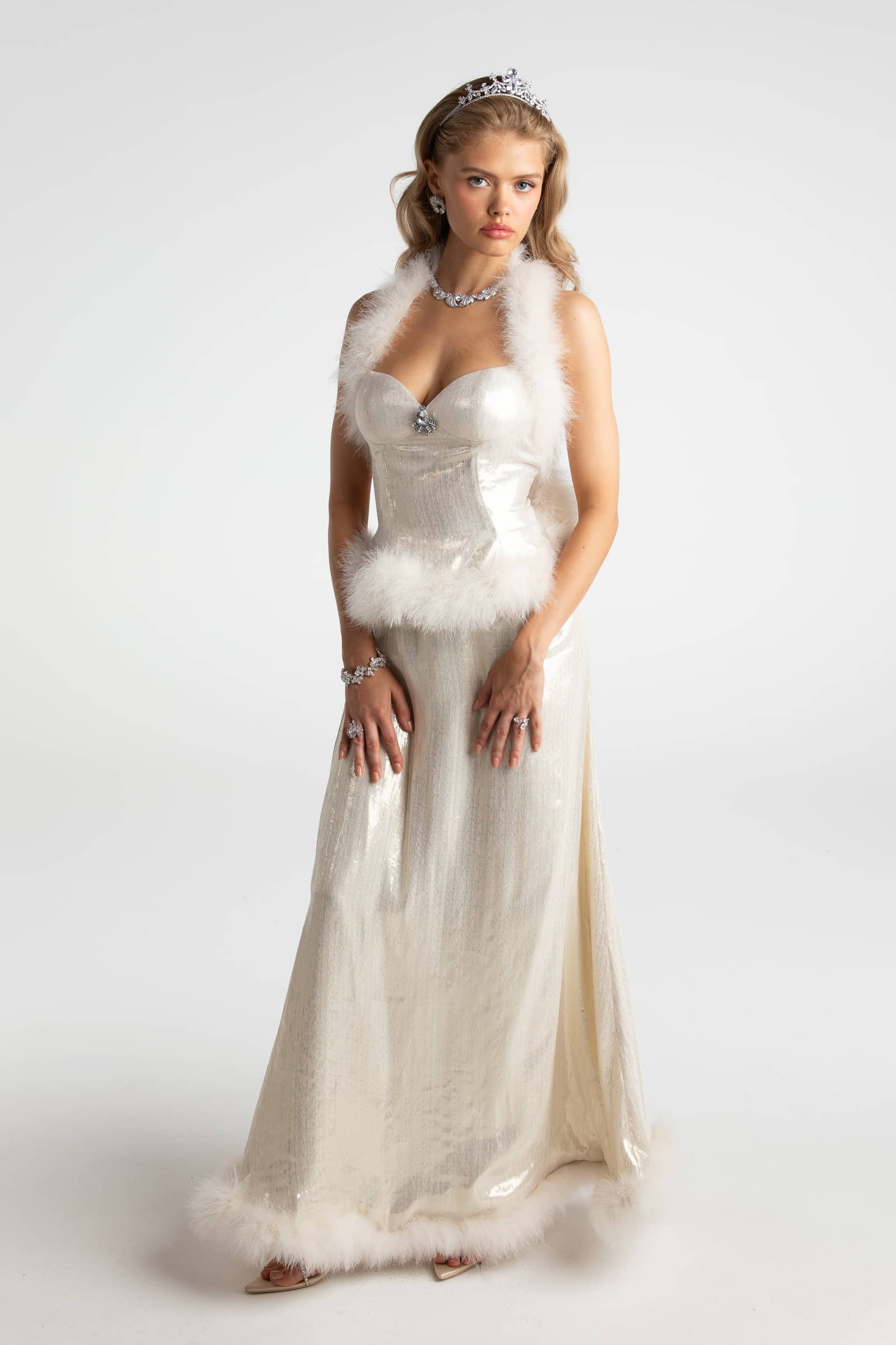 Christina Velvet Skirt (White) made by Nana Jacqueline