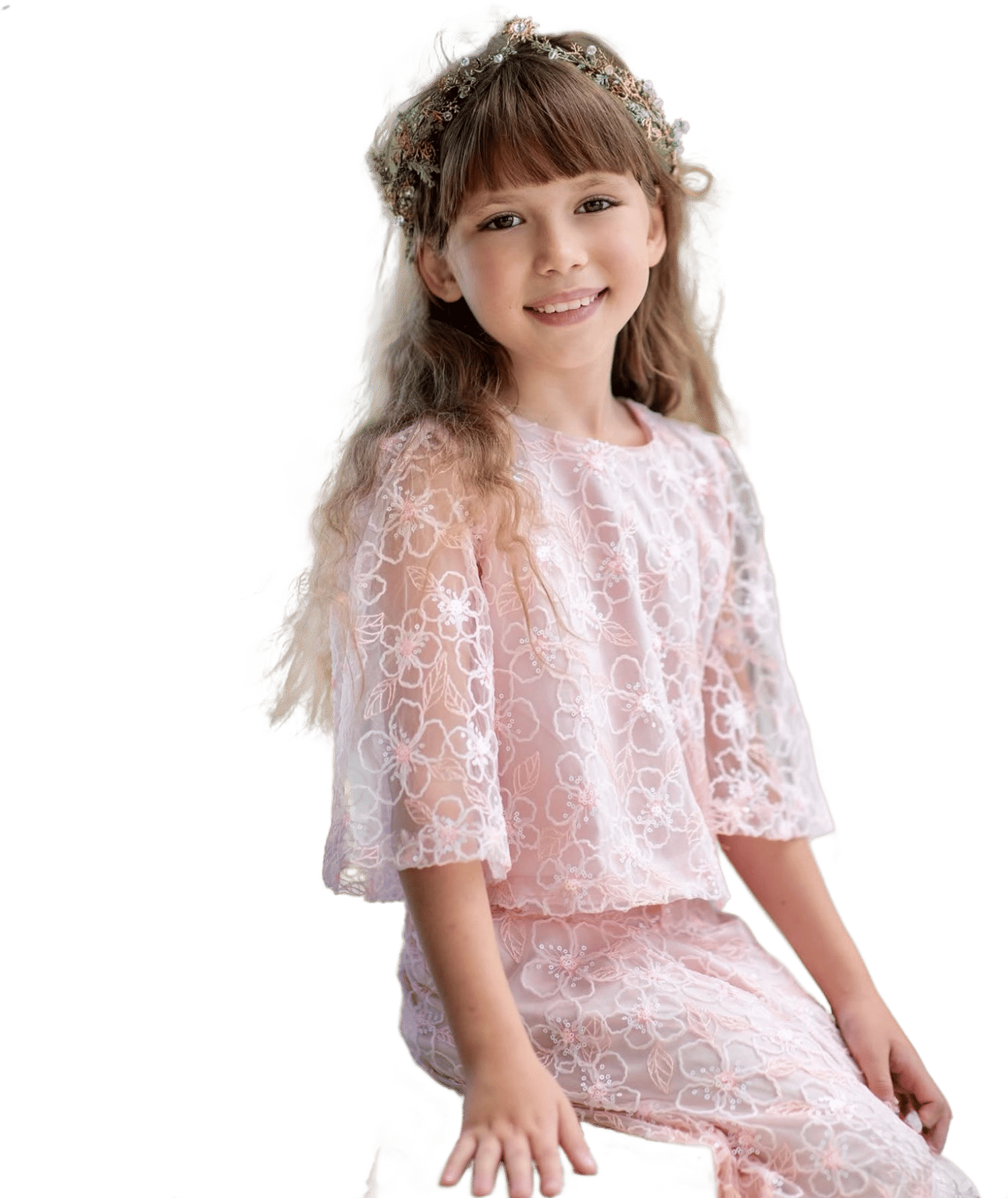 Floral Embroidered Lace Outfit | 2 Pieces made by Mama Luma