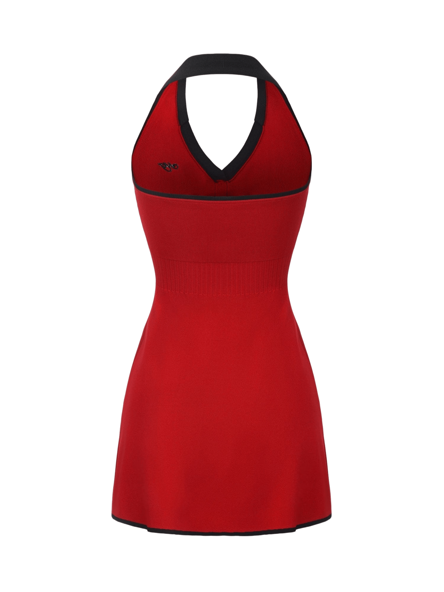 Elle Contrast Halter Red Knit Mini Dress made by Nana Jacqueline