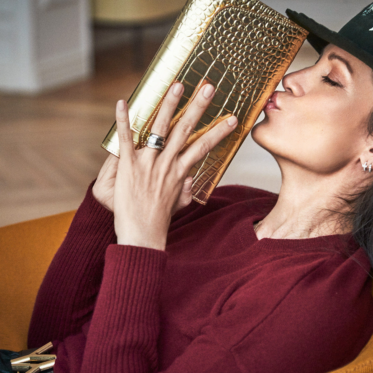 Boxy Sweater With YY Logo Bordeaux made by YLIANA YEPEZ