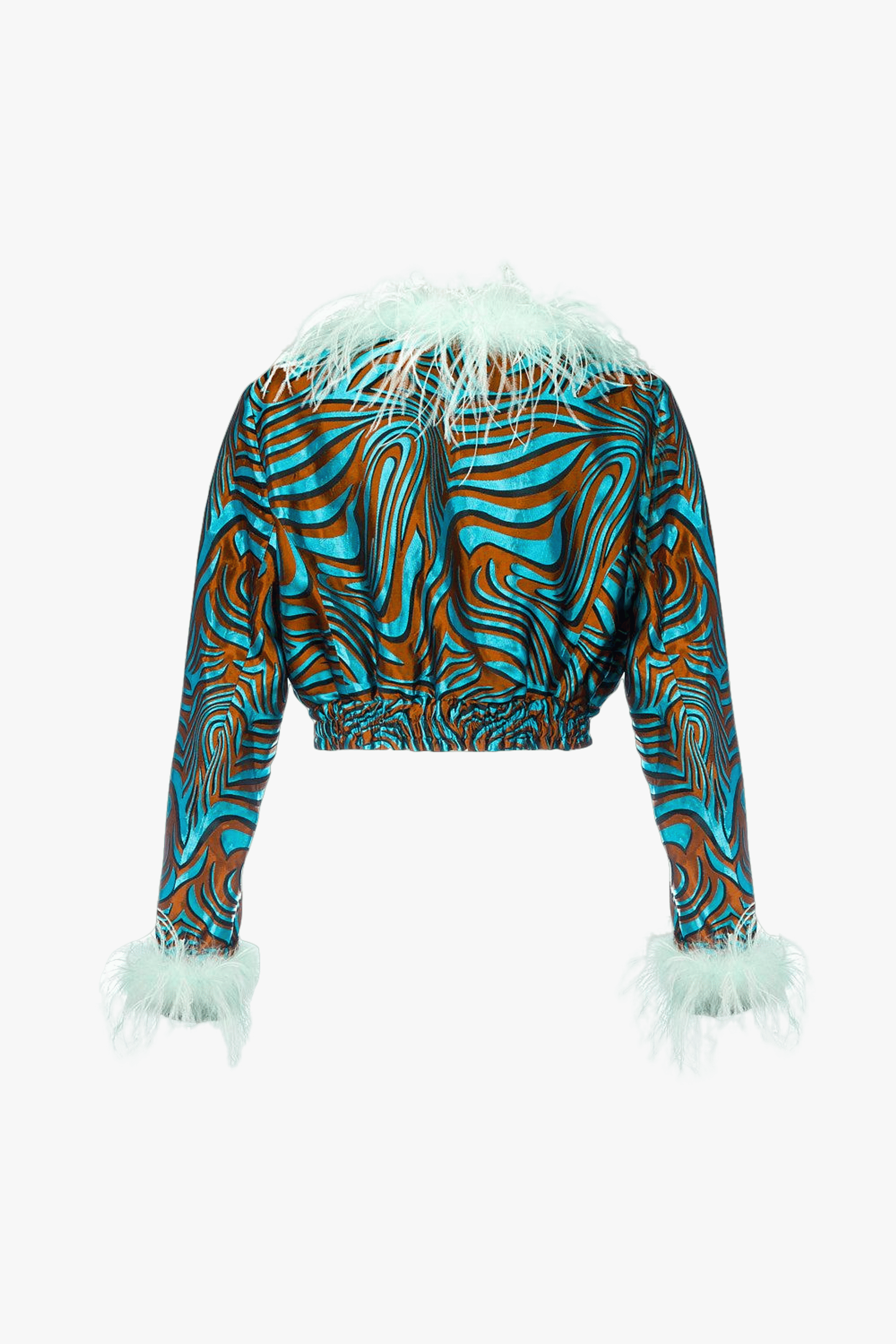Mint Marilyn Jacket With Feathers made by ANDREEVA