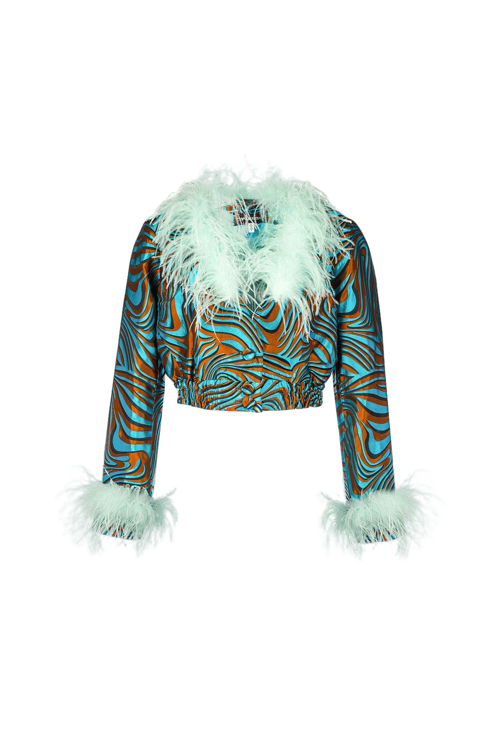 Mint Marilyn Jacket With Feathers made by ANDREEVA