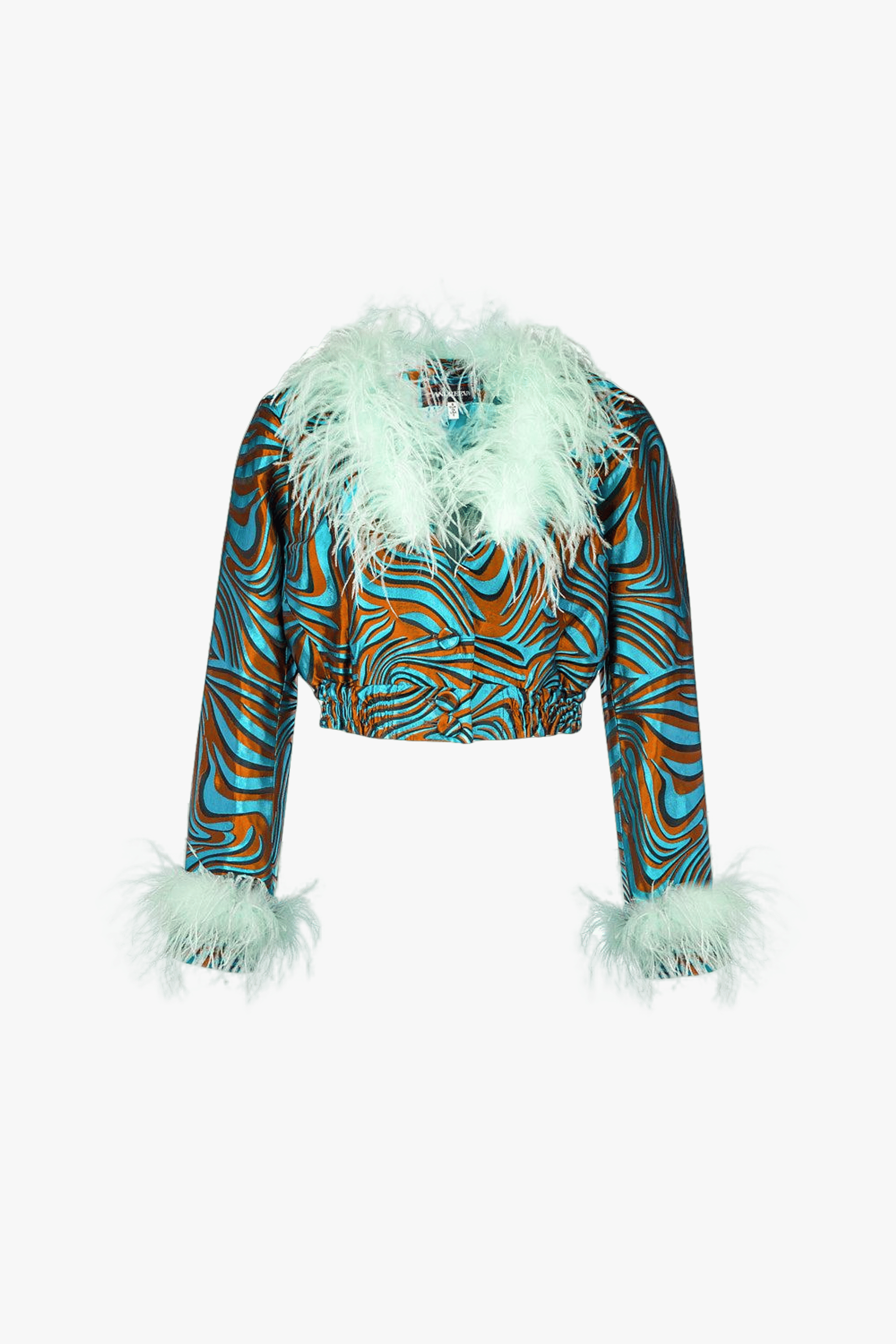 Mint Marilyn Jacket With Feathers made by ANDREEVA