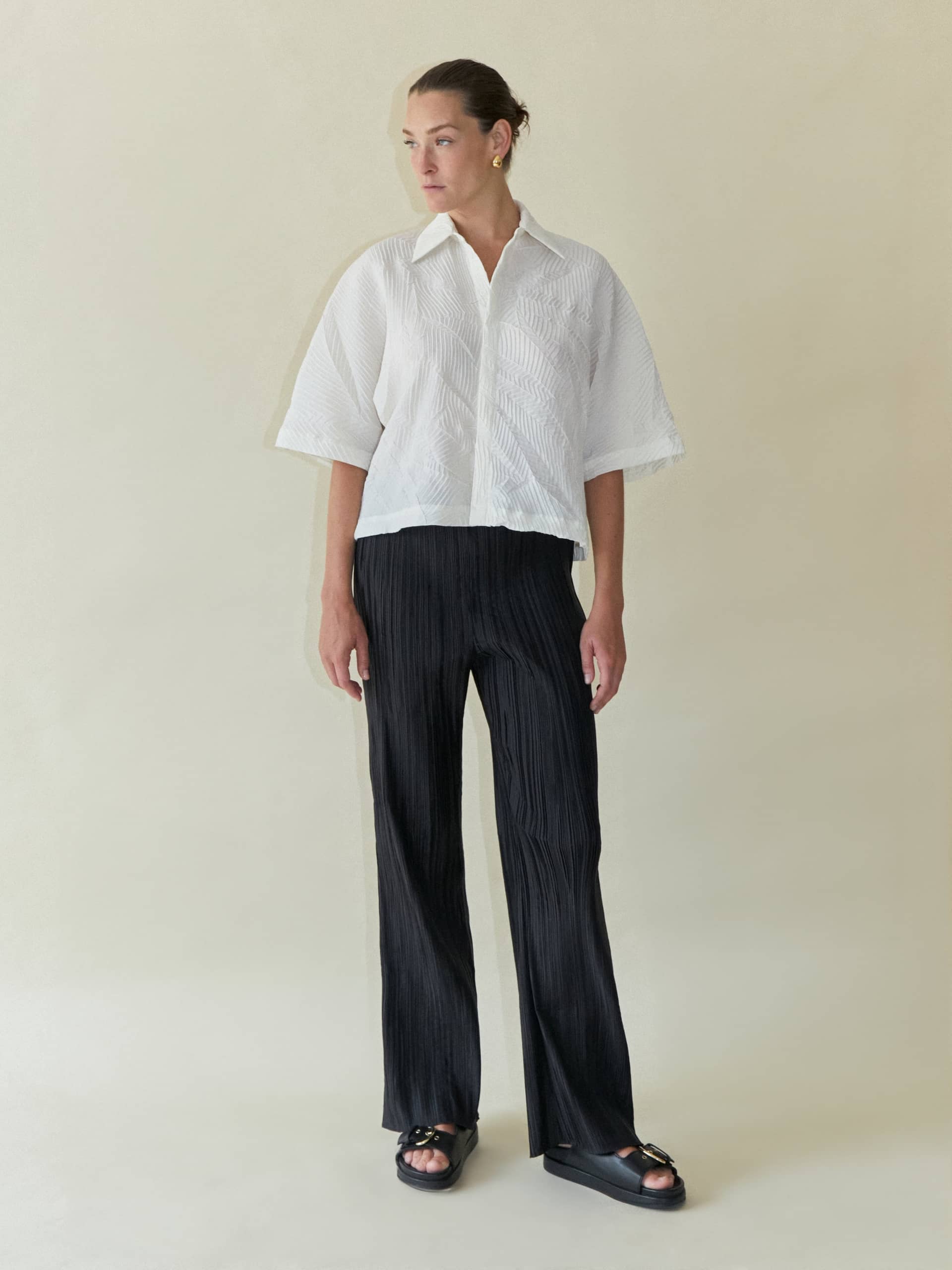 Origami Short-Sleeved Cropped Shirt - Ivory made by CAHAYA STUDIOS