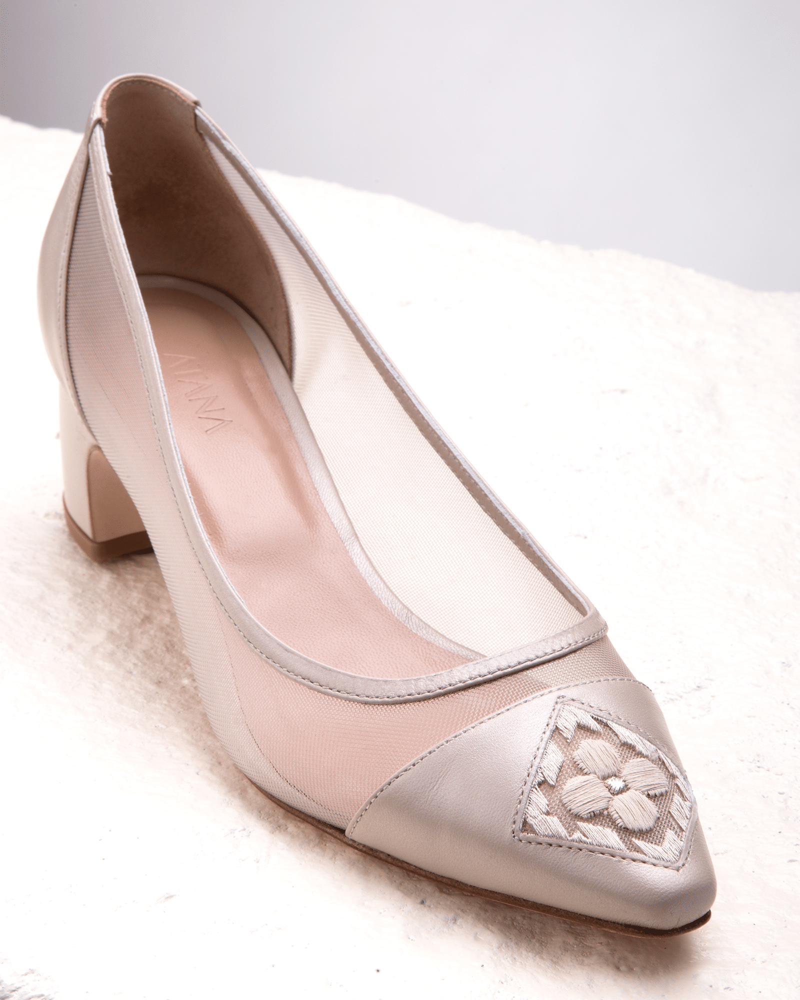 Fiorellini Pump Mesh 45 White Smoke in White made by ATANA