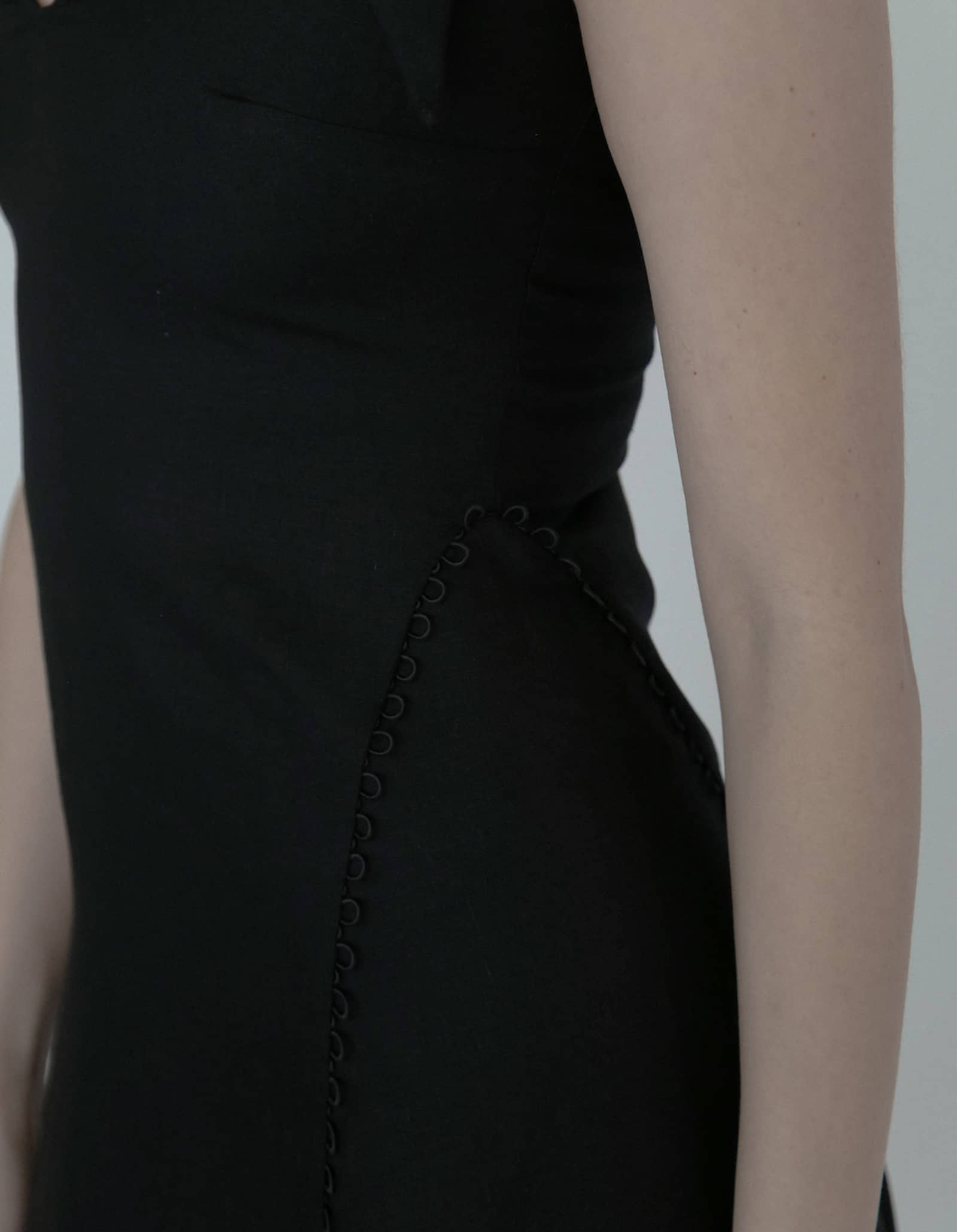 AMARI Sleeveless Maxi Black Linen Dress in Black made by MAET