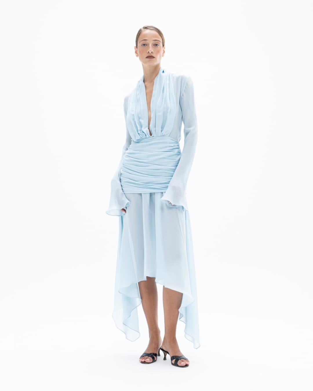 Draped Silk Midi Dress made by Maria Kokhia