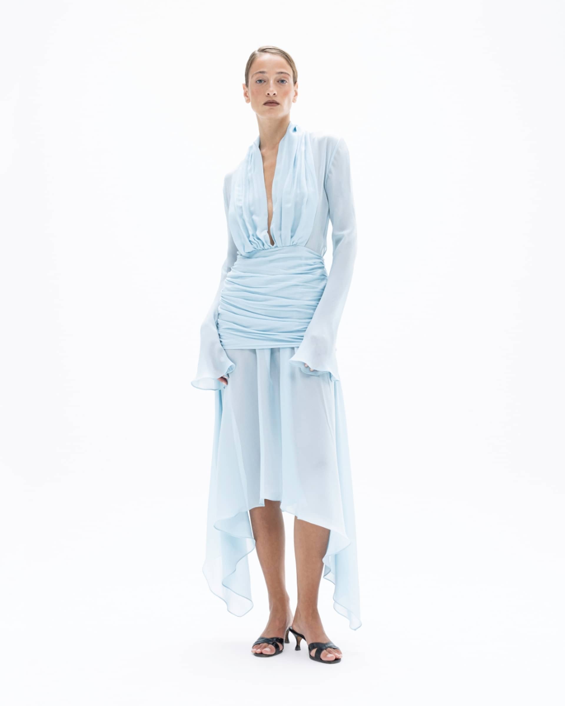 Draped Silk Midi Dress made by Maria Kokhia
