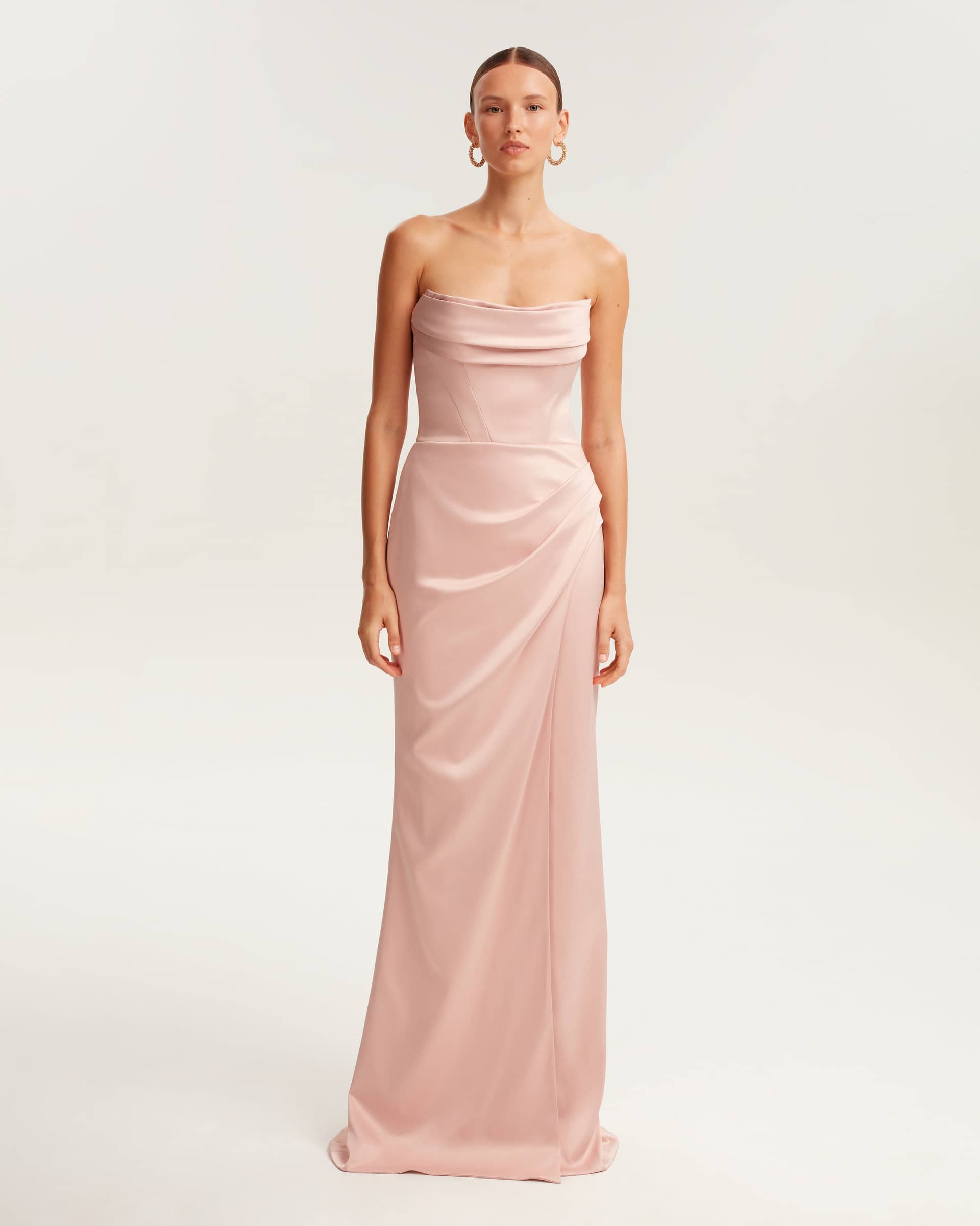 Fancy satin misty rose maxi dress, Garden of Eden made by Milla