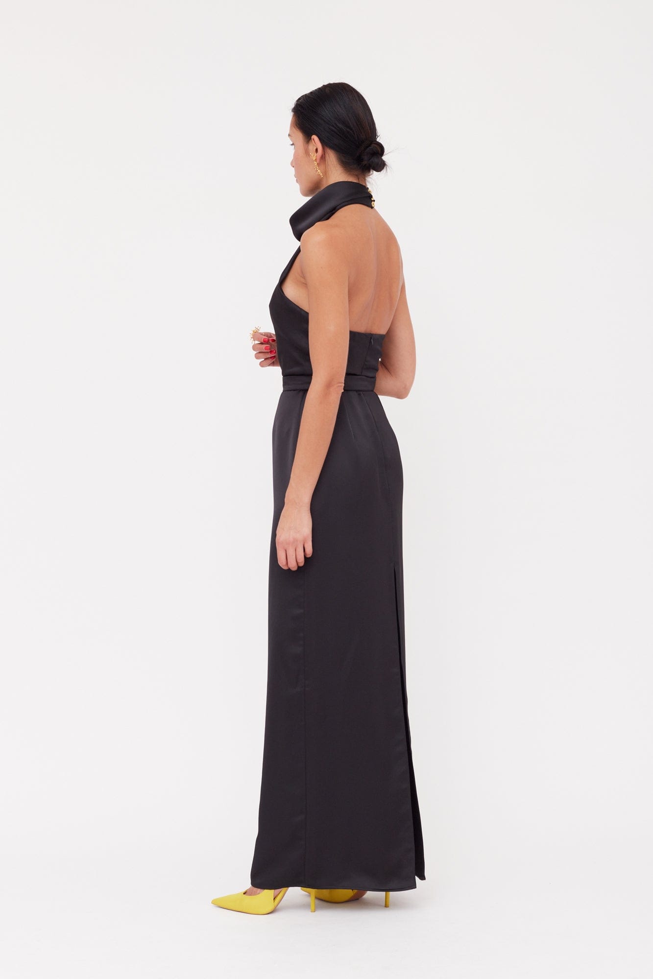 CASANDRA Black Cowl Neck Long Evening Dress made by UNDRESS