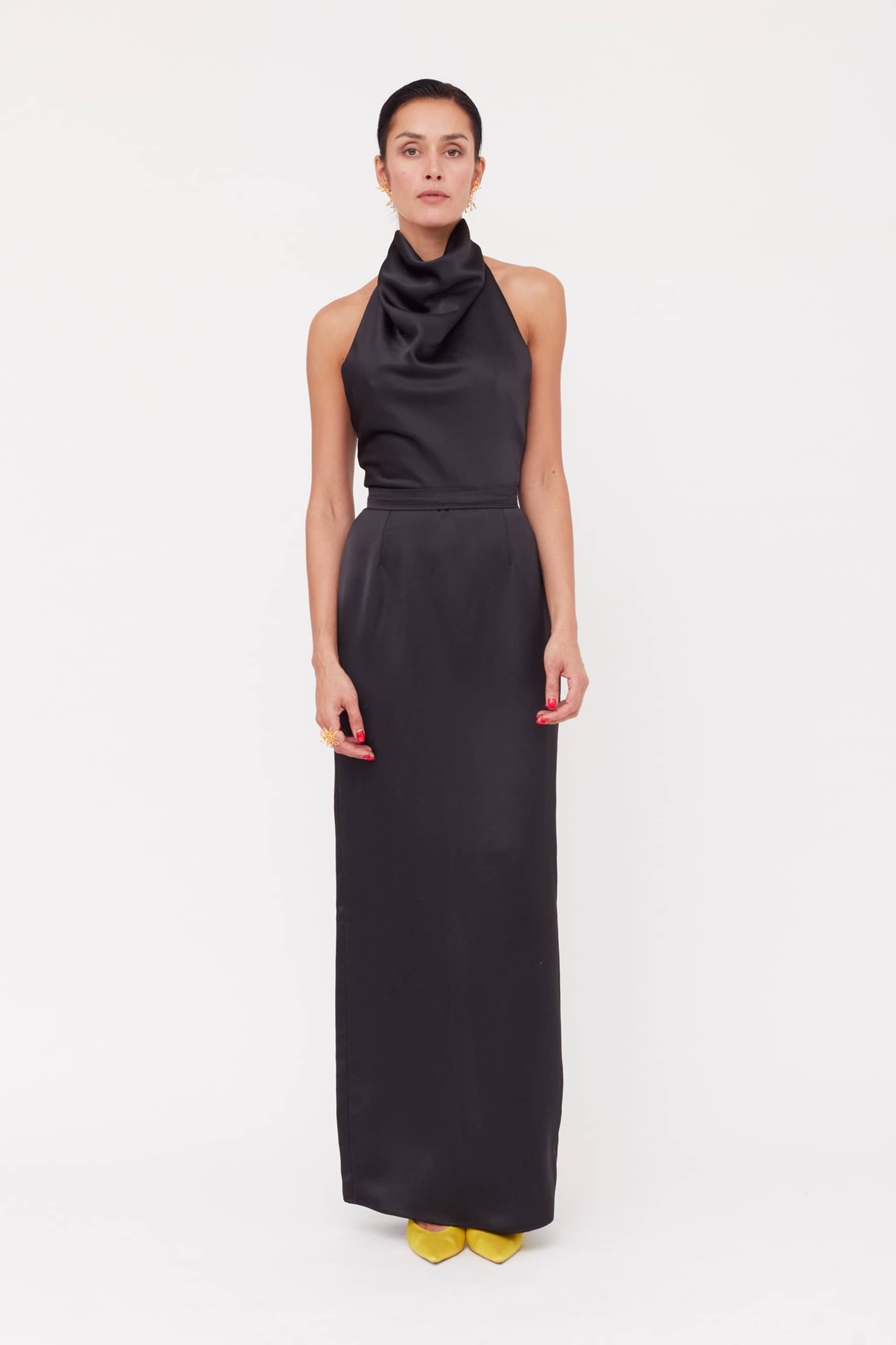CASANDRA Black Cowl Neck Long Evening Dress made by UNDRESS