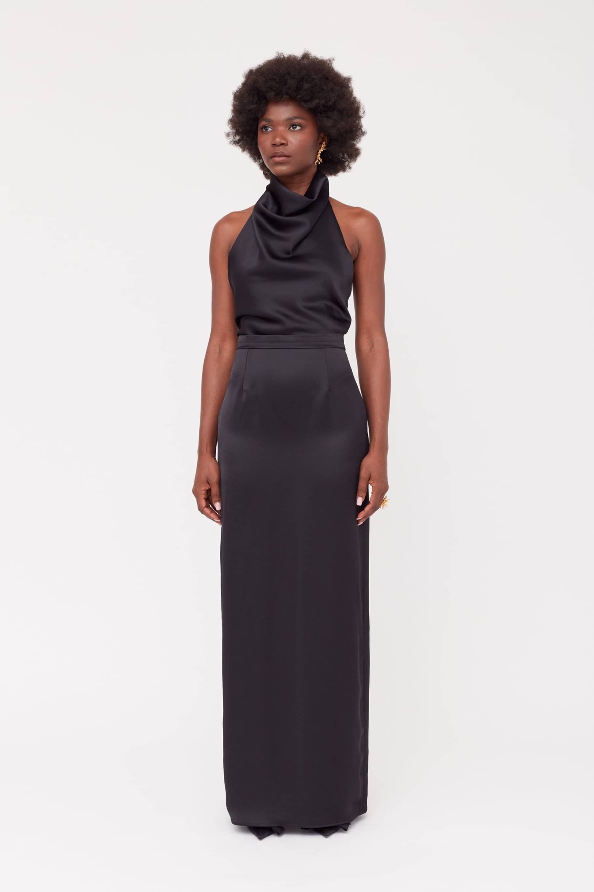 CASANDRA Black Cowl Neck Long Evening Dress made by UNDRESS