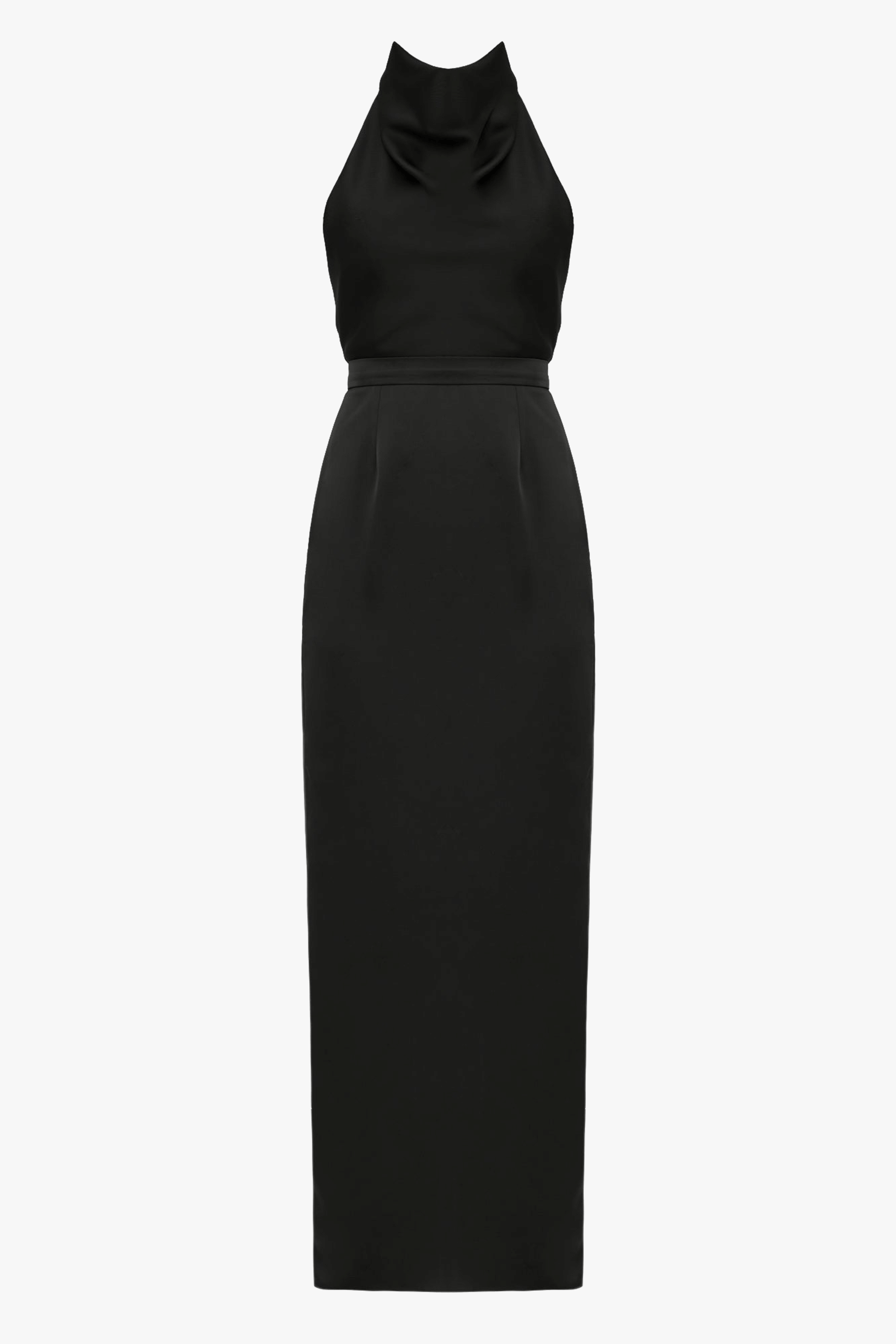 CASANDRA Black Cowl Neck Long Evening Dress made by UNDRESS