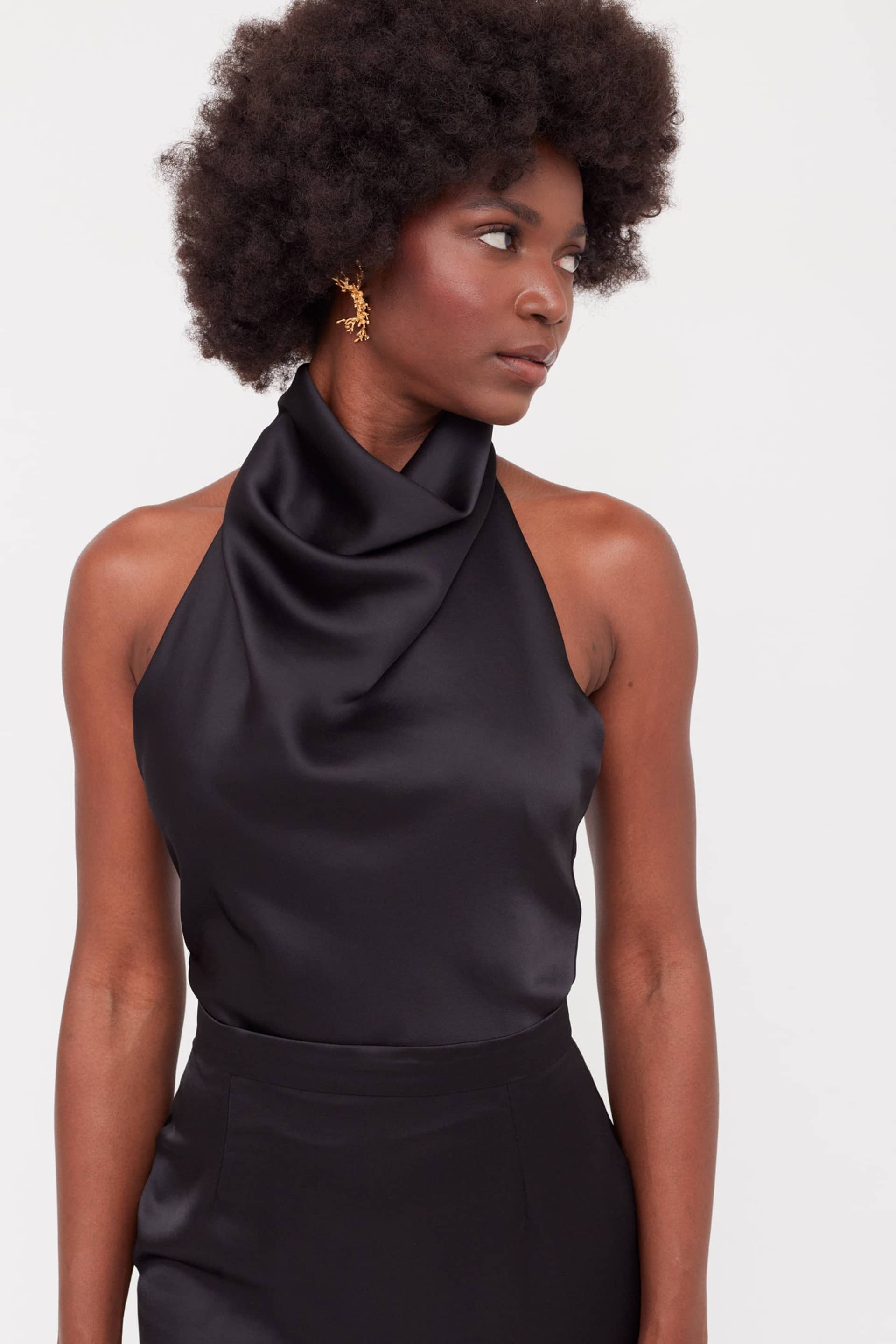 CASANDRA Black Cowl Neck Long Evening Dress made by UNDRESS