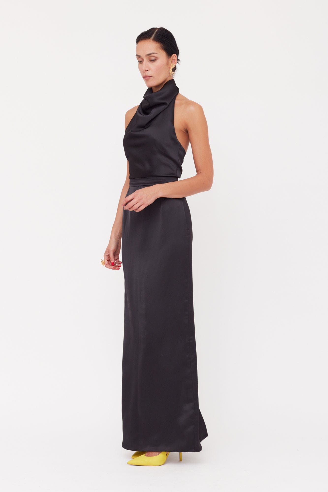 CASANDRA Black Cowl Neck Long Evening Dress made by UNDRESS