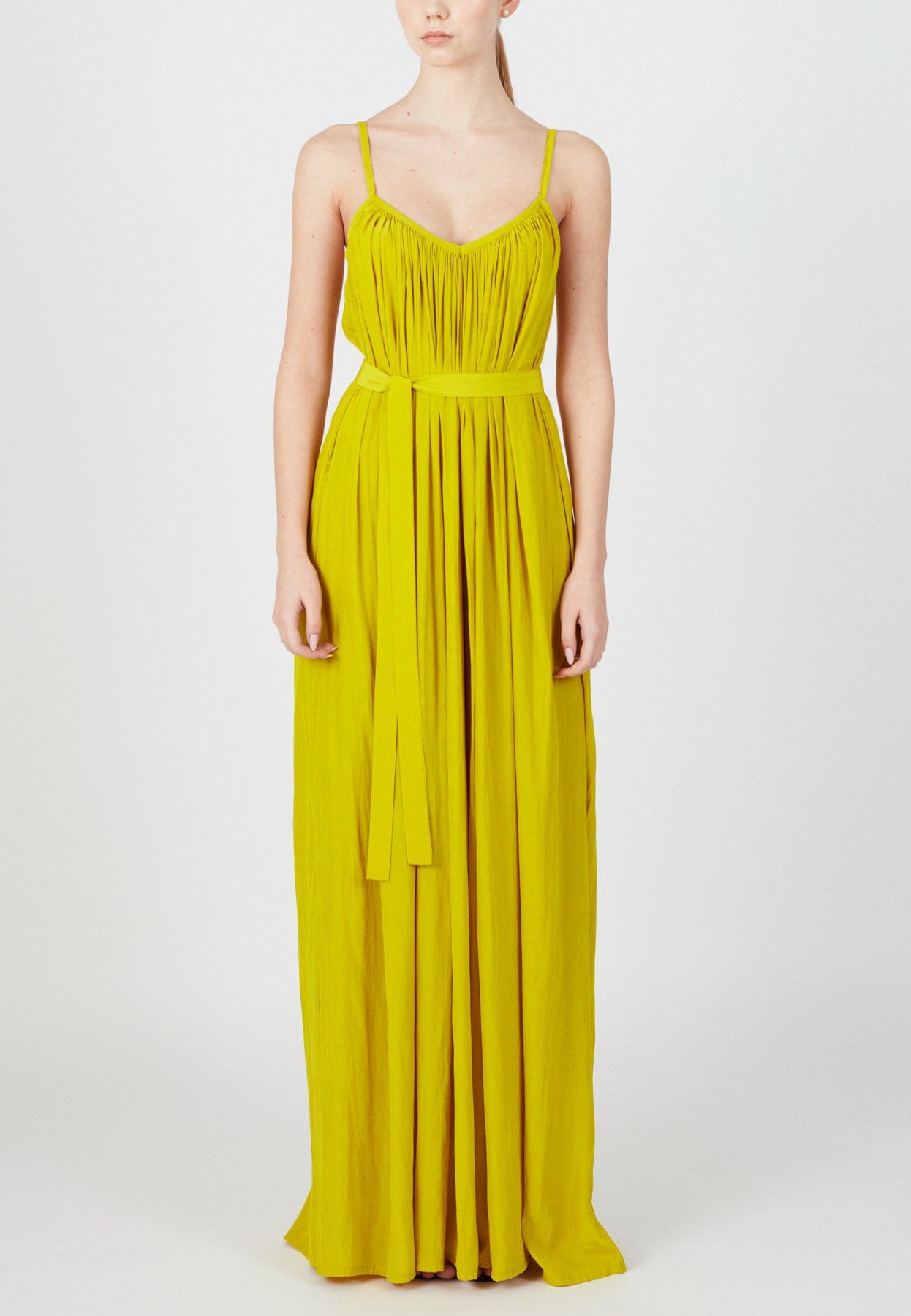 MEFYA long flowing lime yellow dress in Yellow made by UNDRESS