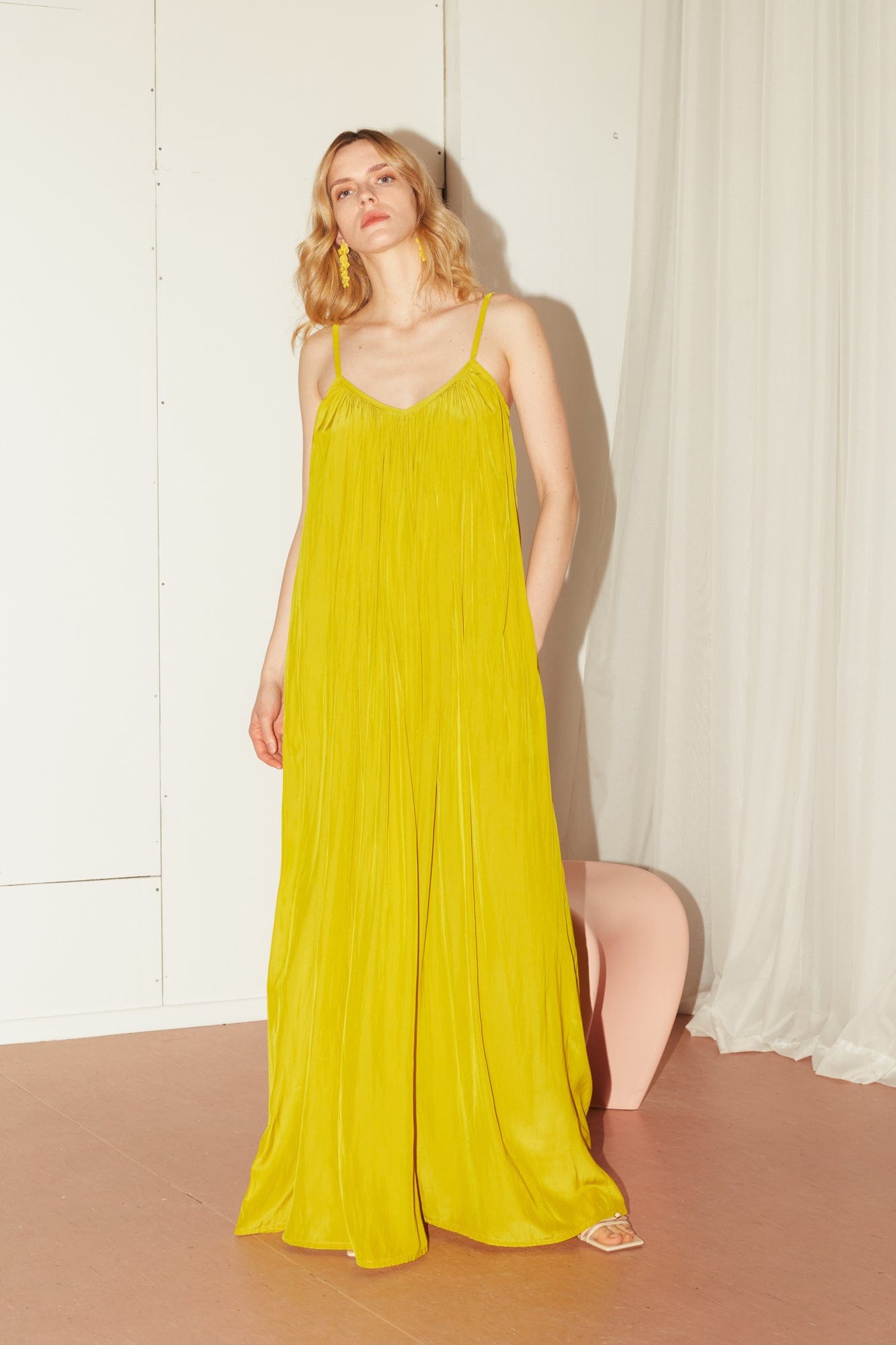 MEFYA long flowing lime yellow dress in Yellow made by UNDRESS