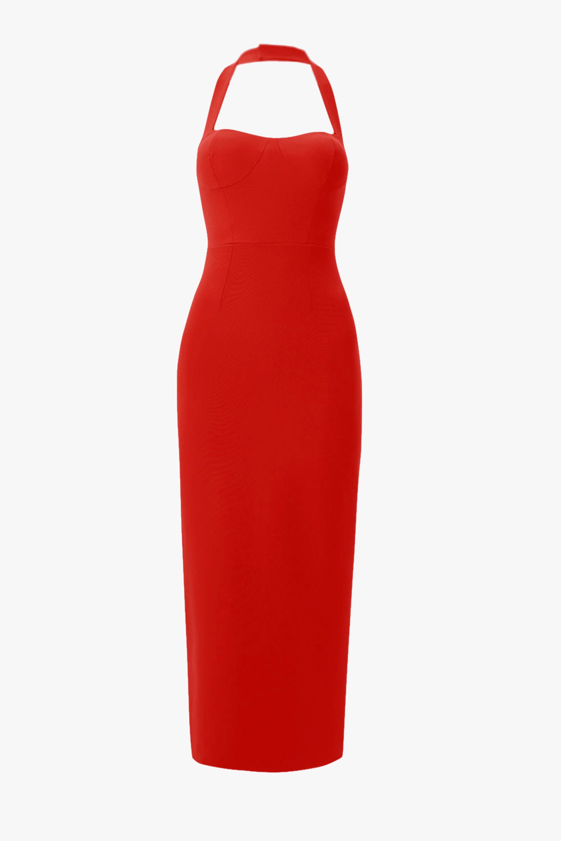 Zoa Red Bustier Midi Dress made by Lora Istanbul