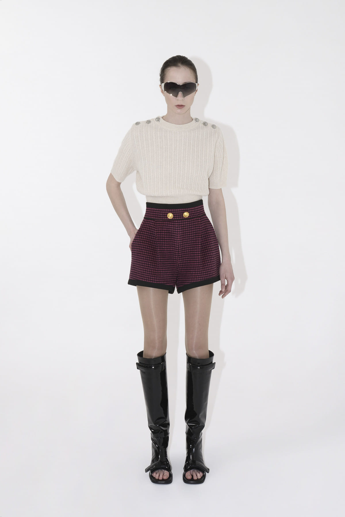 CABLE-KNIT WOOL-CASHMERE TOP in White made by KEBURIA