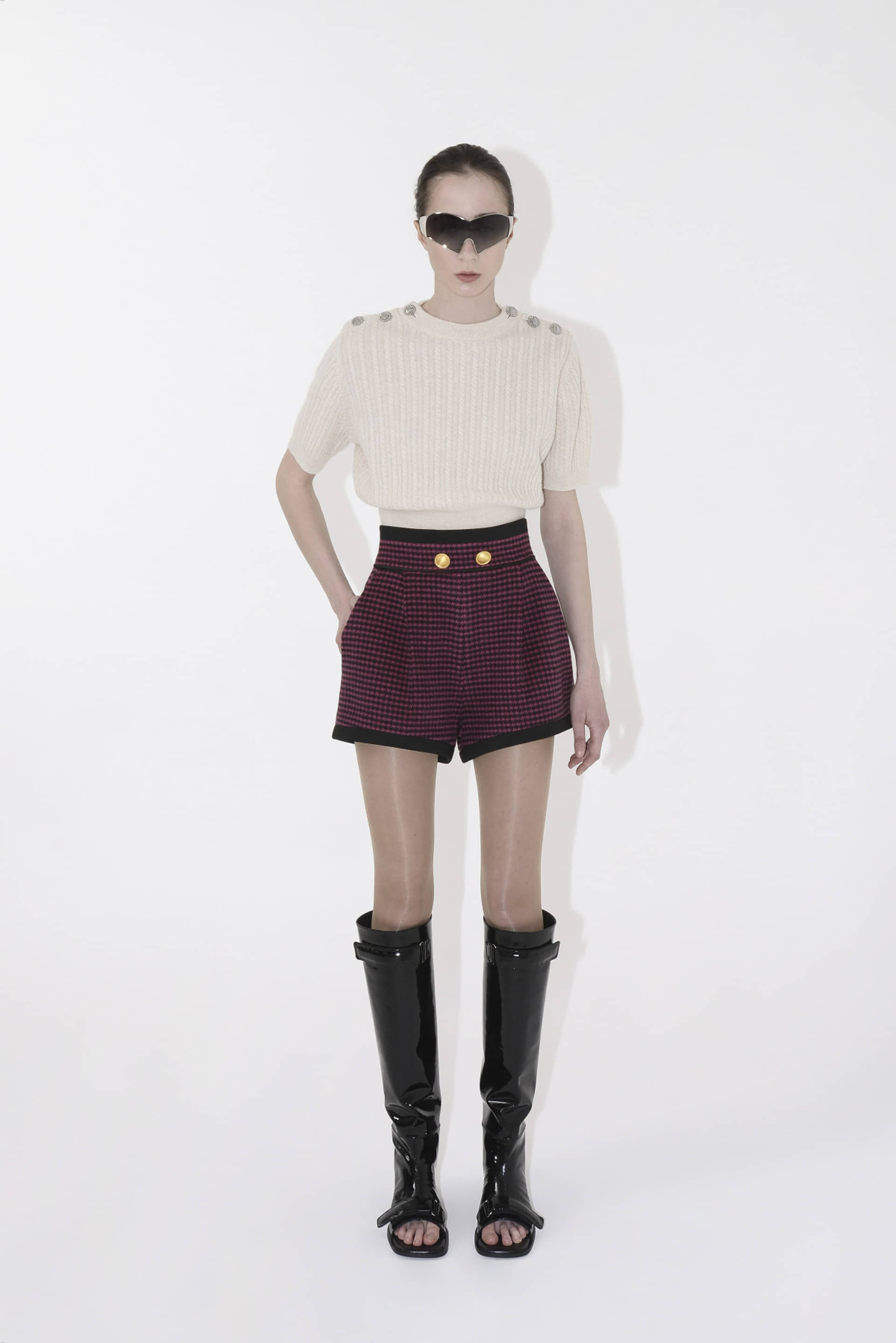 CABLE-KNIT WOOL-CASHMERE TOP in White made by KEBURIA