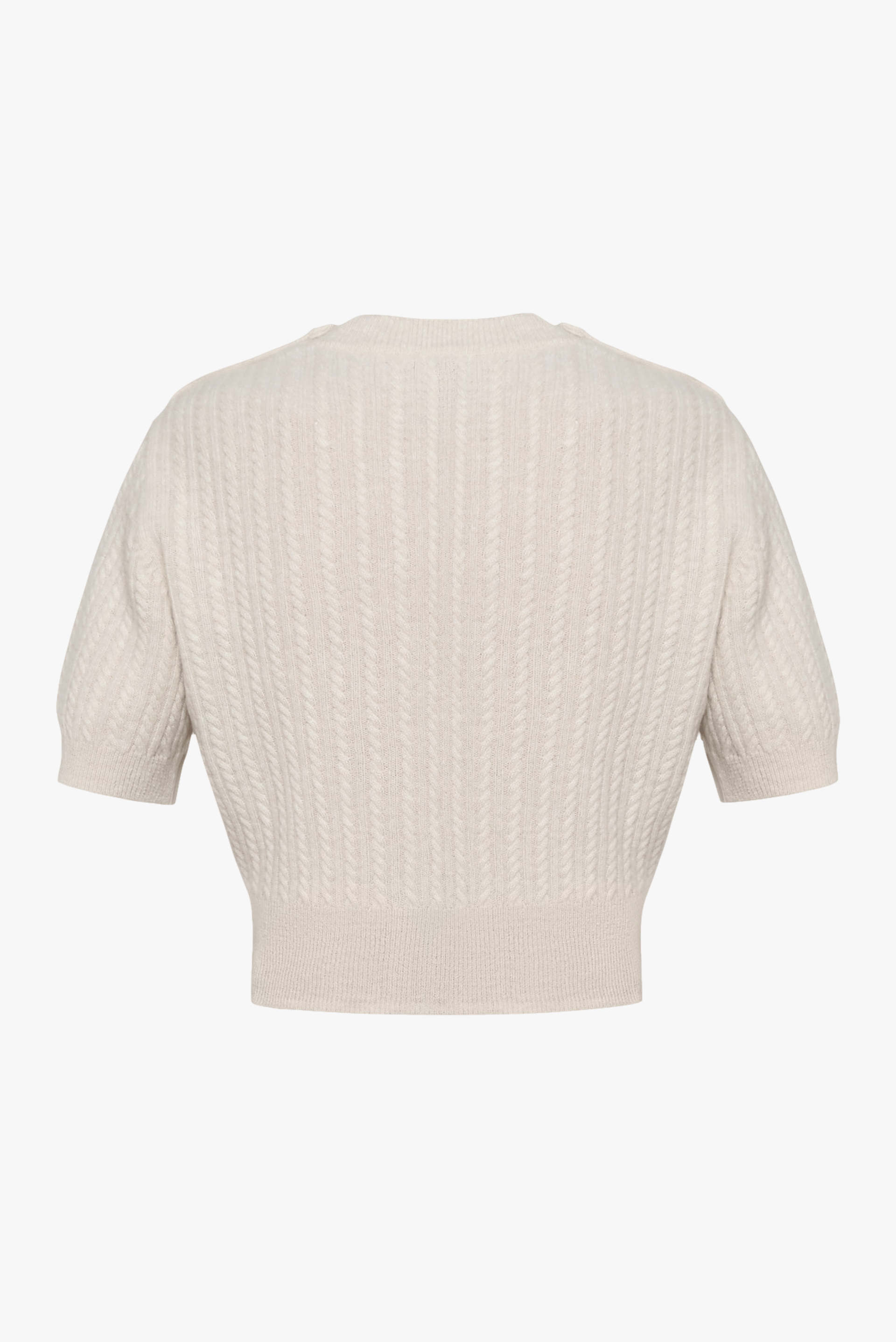CABLE-KNIT WOOL-CASHMERE TOP in White made by KEBURIA
