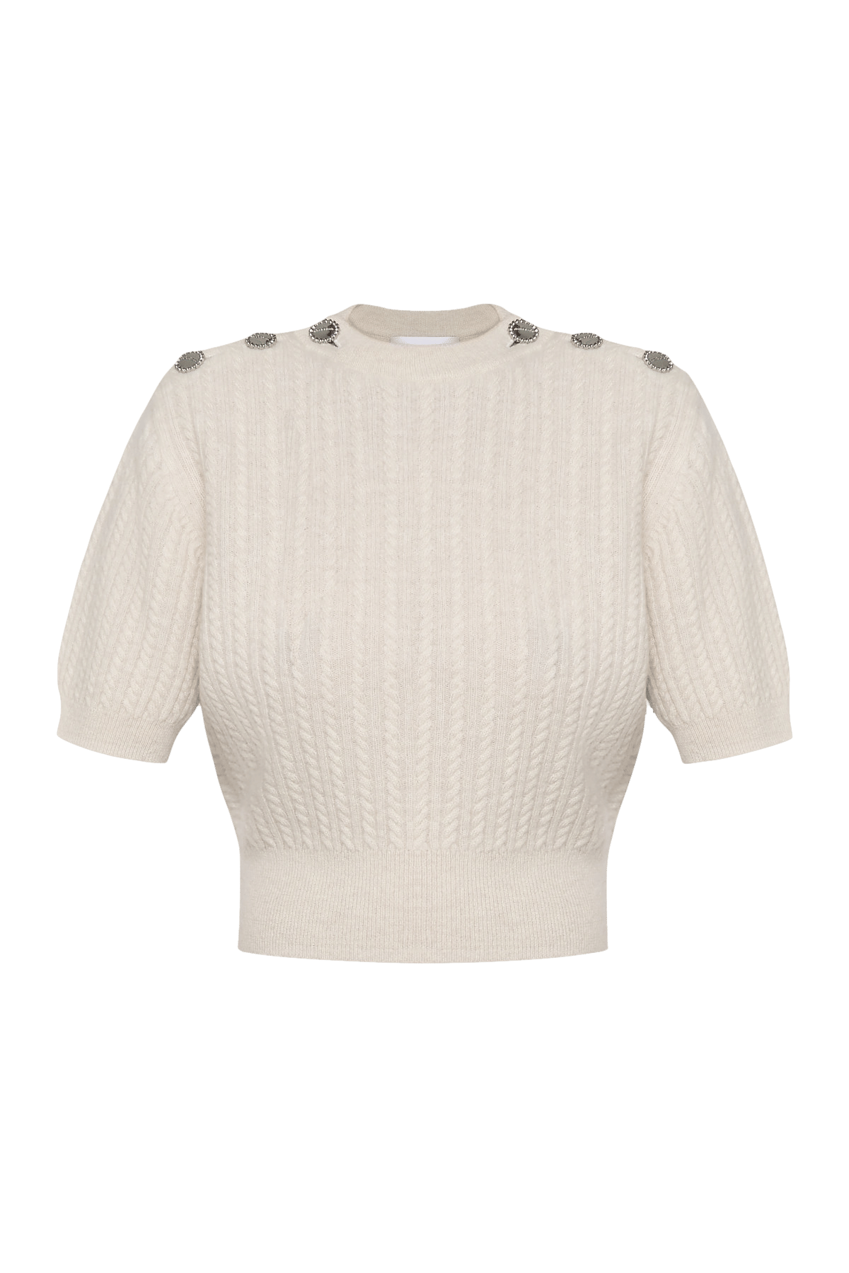 CABLE-KNIT WOOL-CASHMERE TOP in White made by KEBURIA