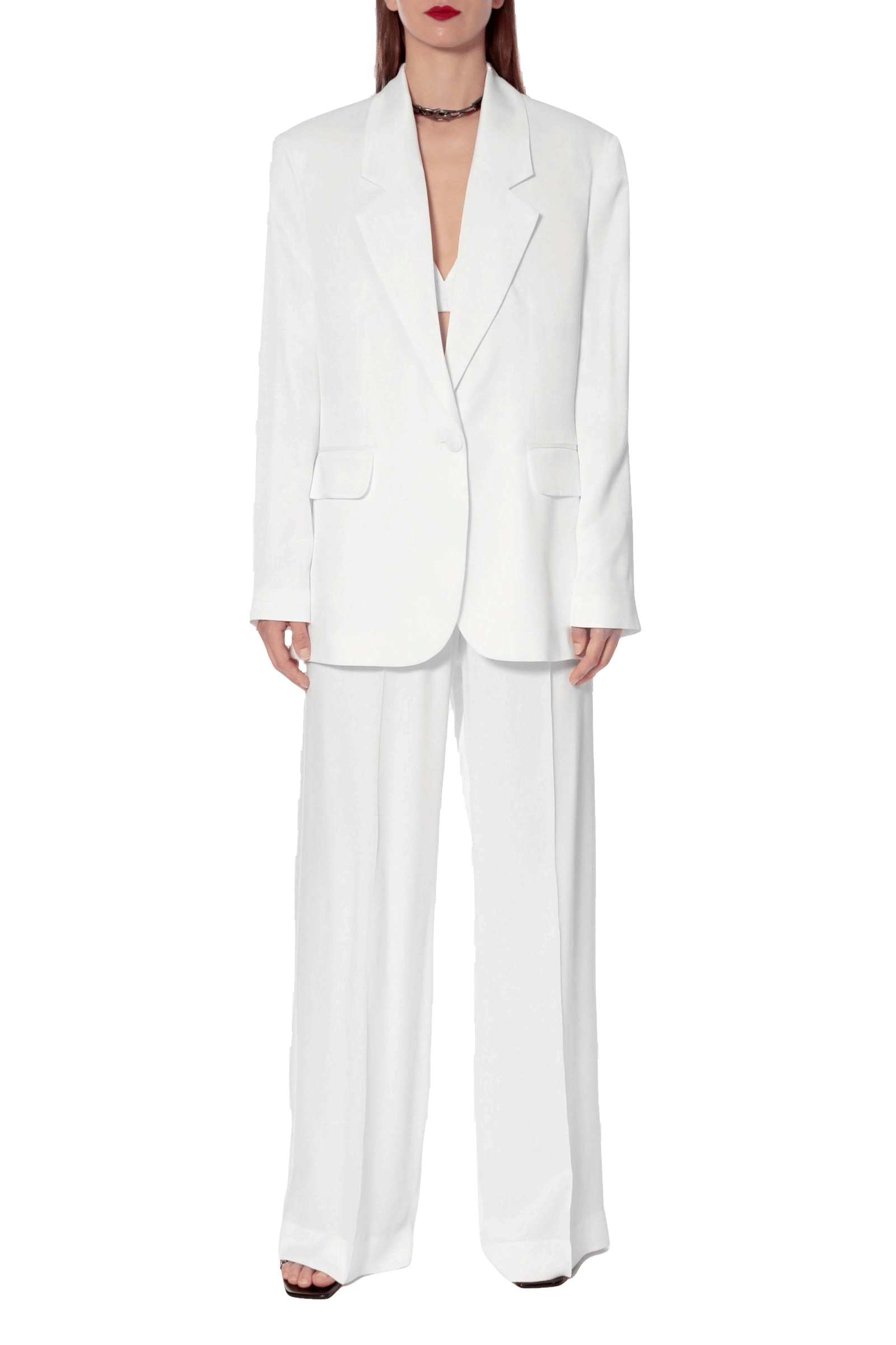 Blazer Bellamy Satin Bright White in White made by HALEWSKI