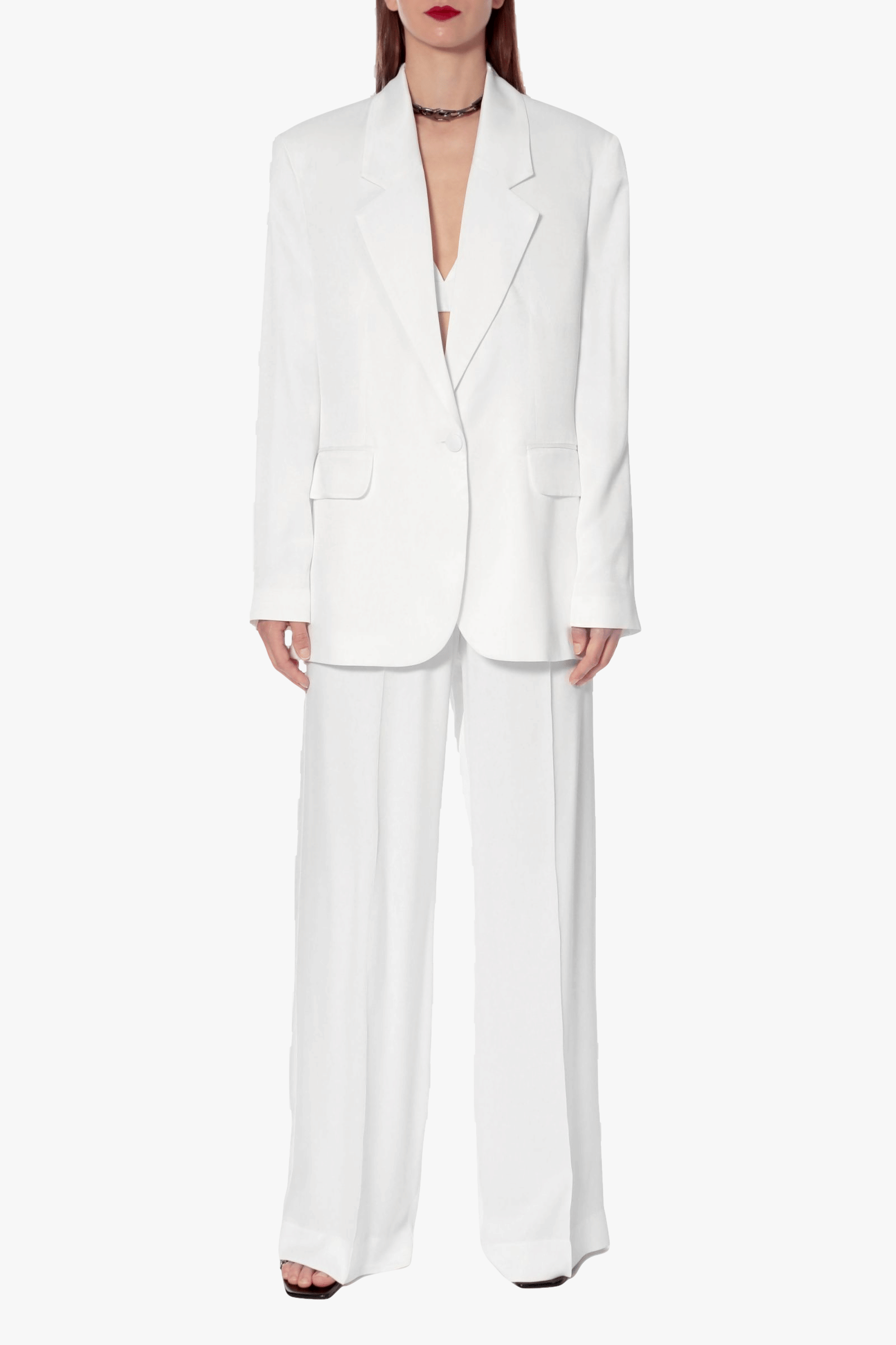 Blazer Bellamy Satin Bright White in White made by HALEWSKI