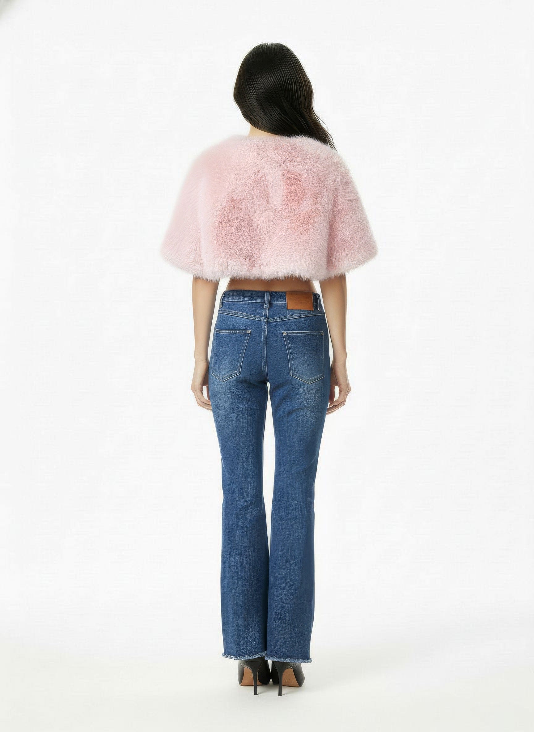 Thalia Cropped Faux Fur Jacket (Pink) made by Nana Jacqueline