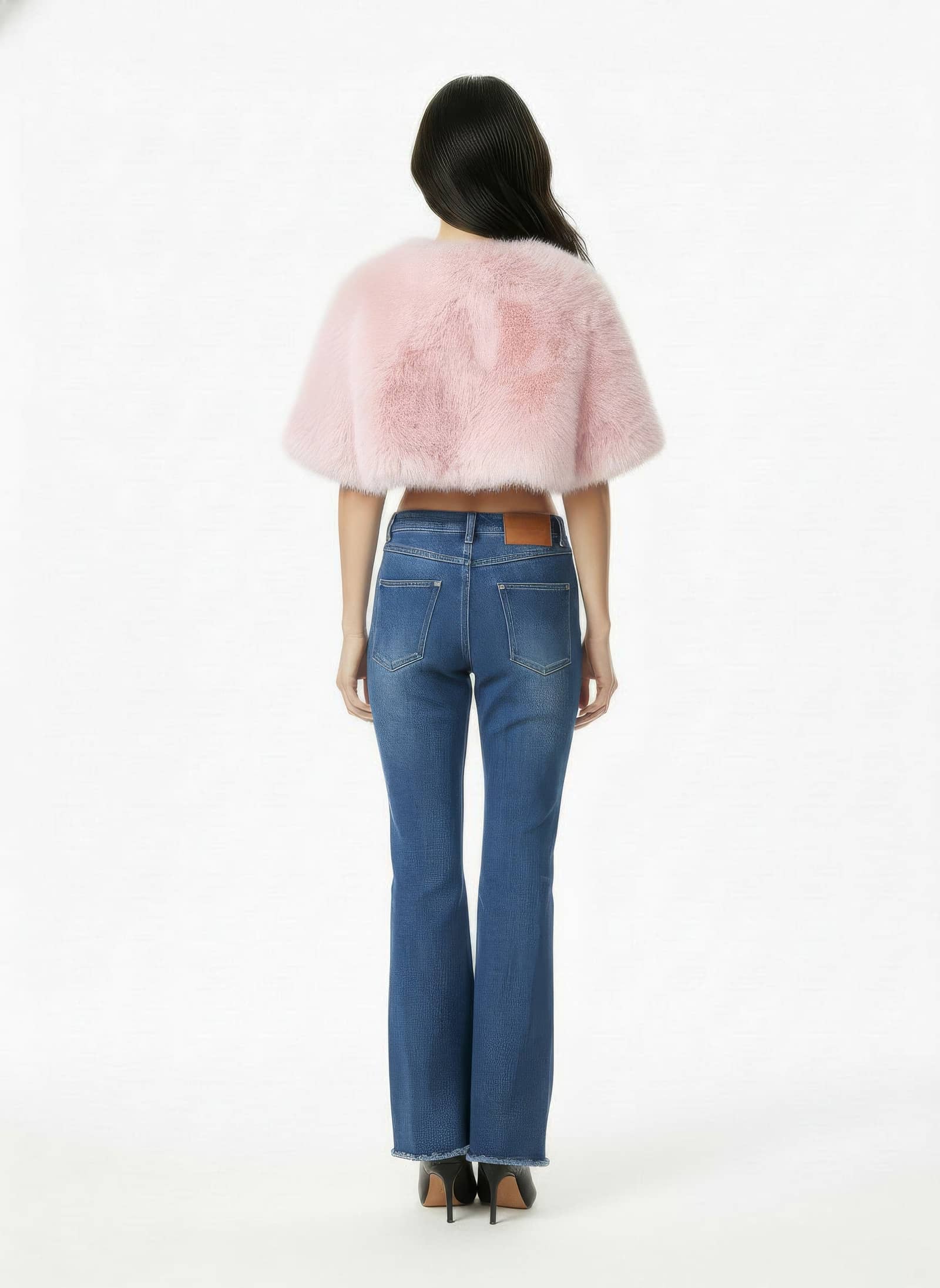 Thalia Cropped Faux Fur Jacket (Pink) made by Nana Jacqueline