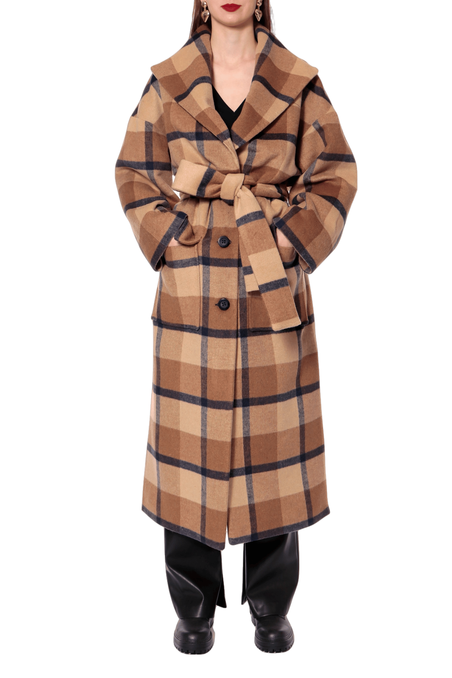 Coat Alison Cafe Au Lait in Brown made by HALEWSKI