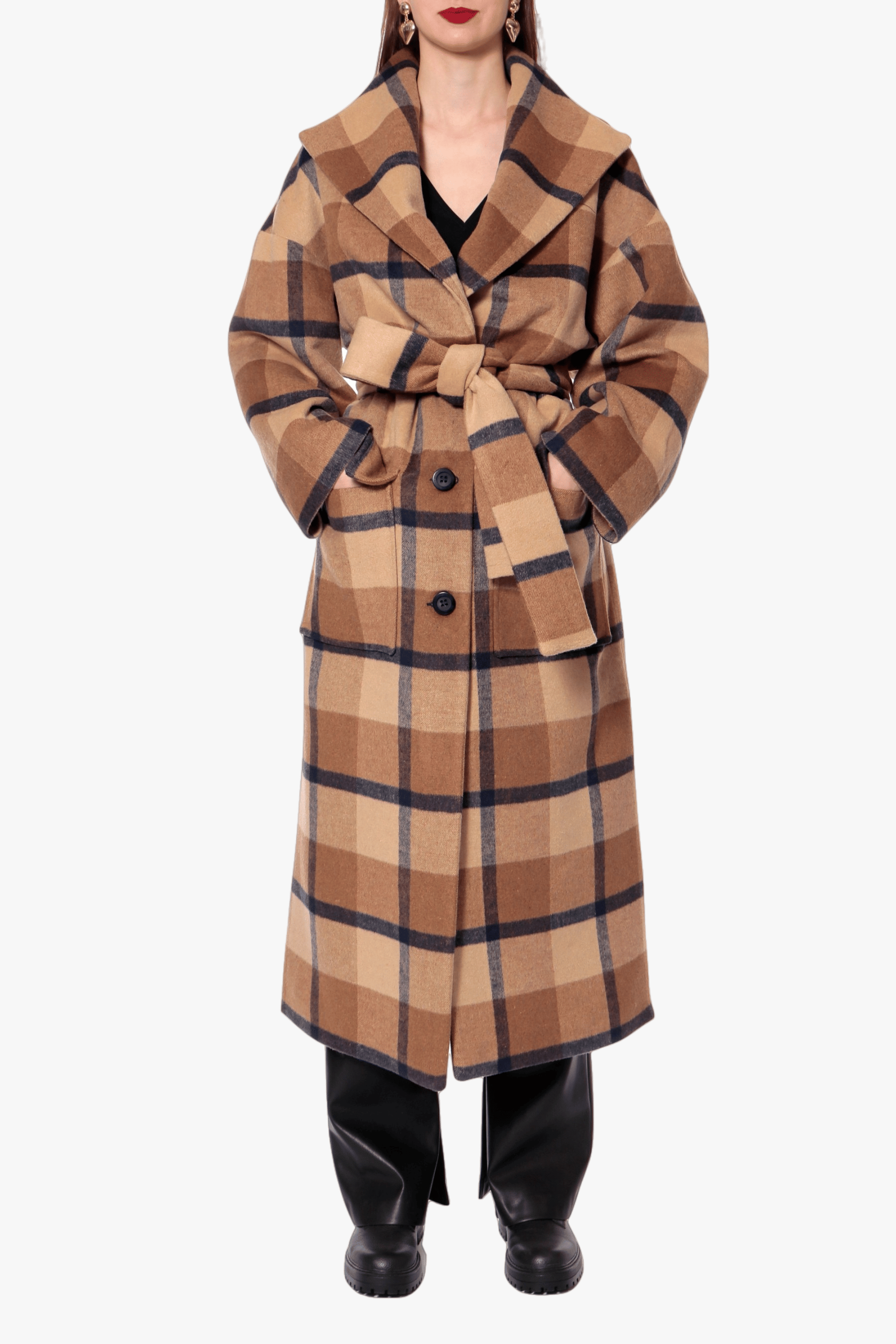 Coat Alison Cafe Au Lait in Brown made by HALEWSKI